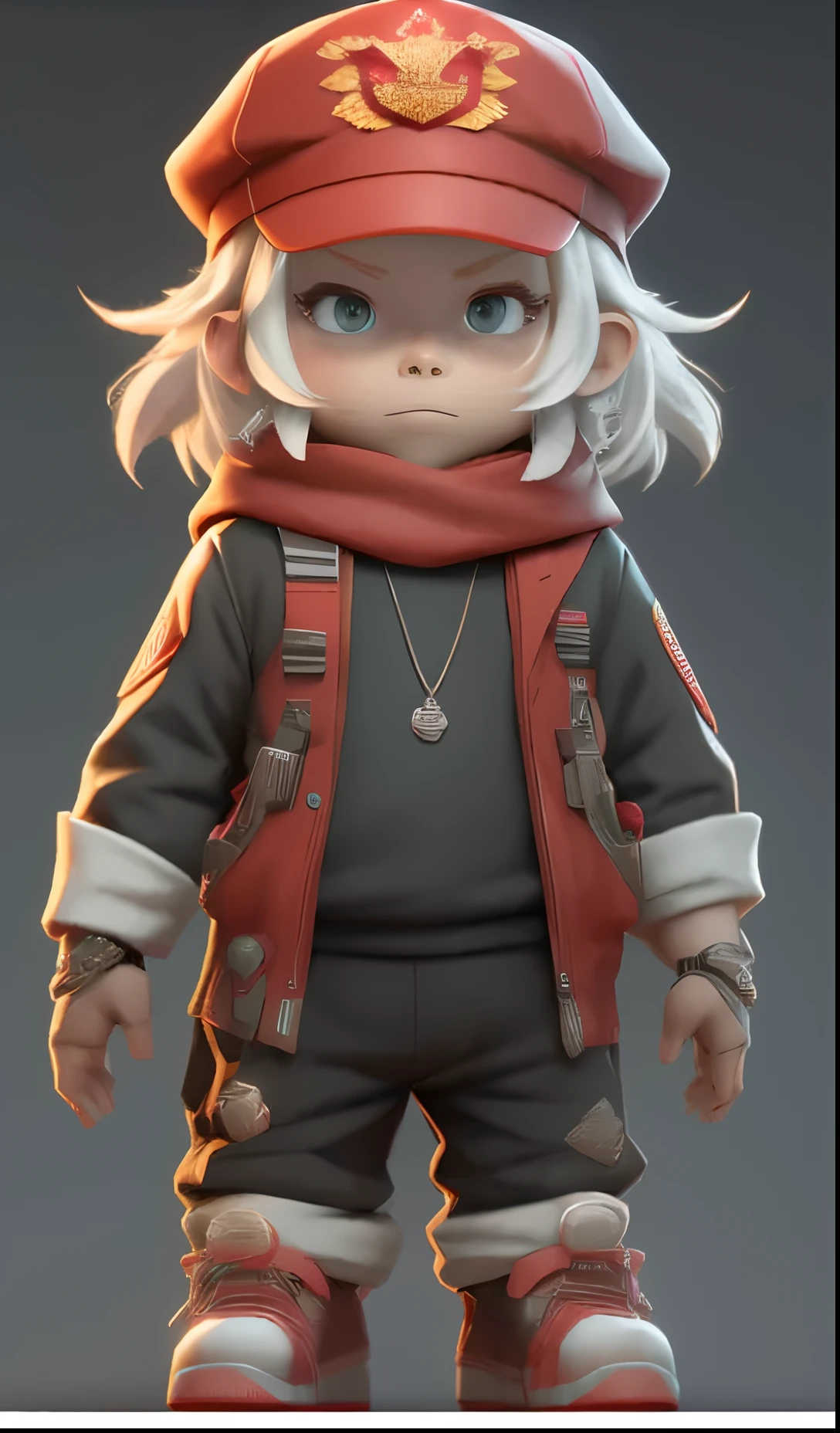 A cartoon character of a girl wearing a red hat and a red jacket, Personagem pequeno. Unreal Engine 5, portrait of a small, anime styled 3d, 3 D rendering character art 8 K, highly detailed character, cute character, high quality character design, style of wlop, Stylized anime, character render, hyper-detailed fantasy character, very stylized character design