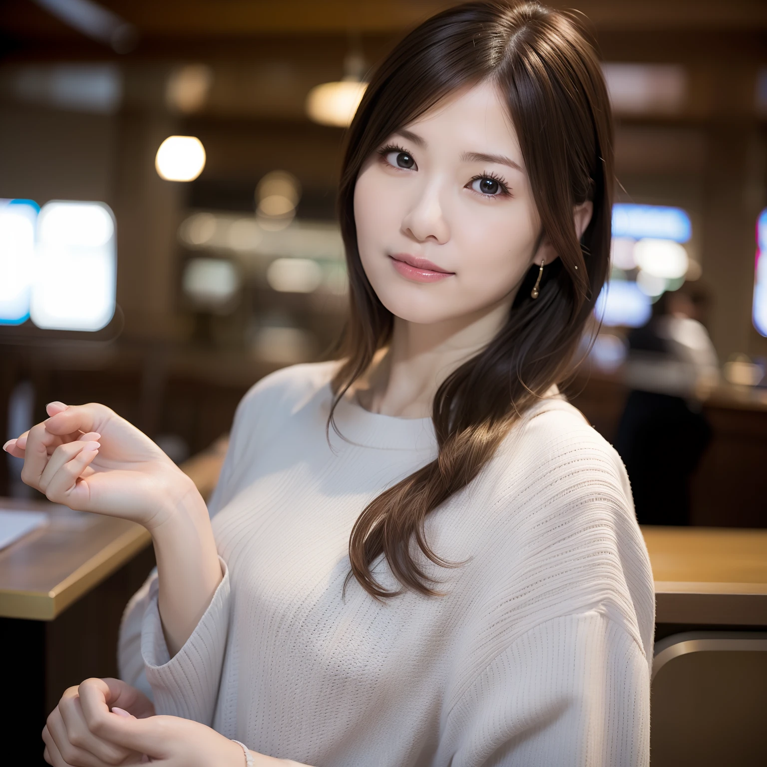 Ordinary woman in plain clothes、[photos realistic]!!,Candid flash photography、magnifica、Masa Nakayama、flash photo、Sui Ishida、Do not copy hands、adult lady、Shorthair、Tying hair