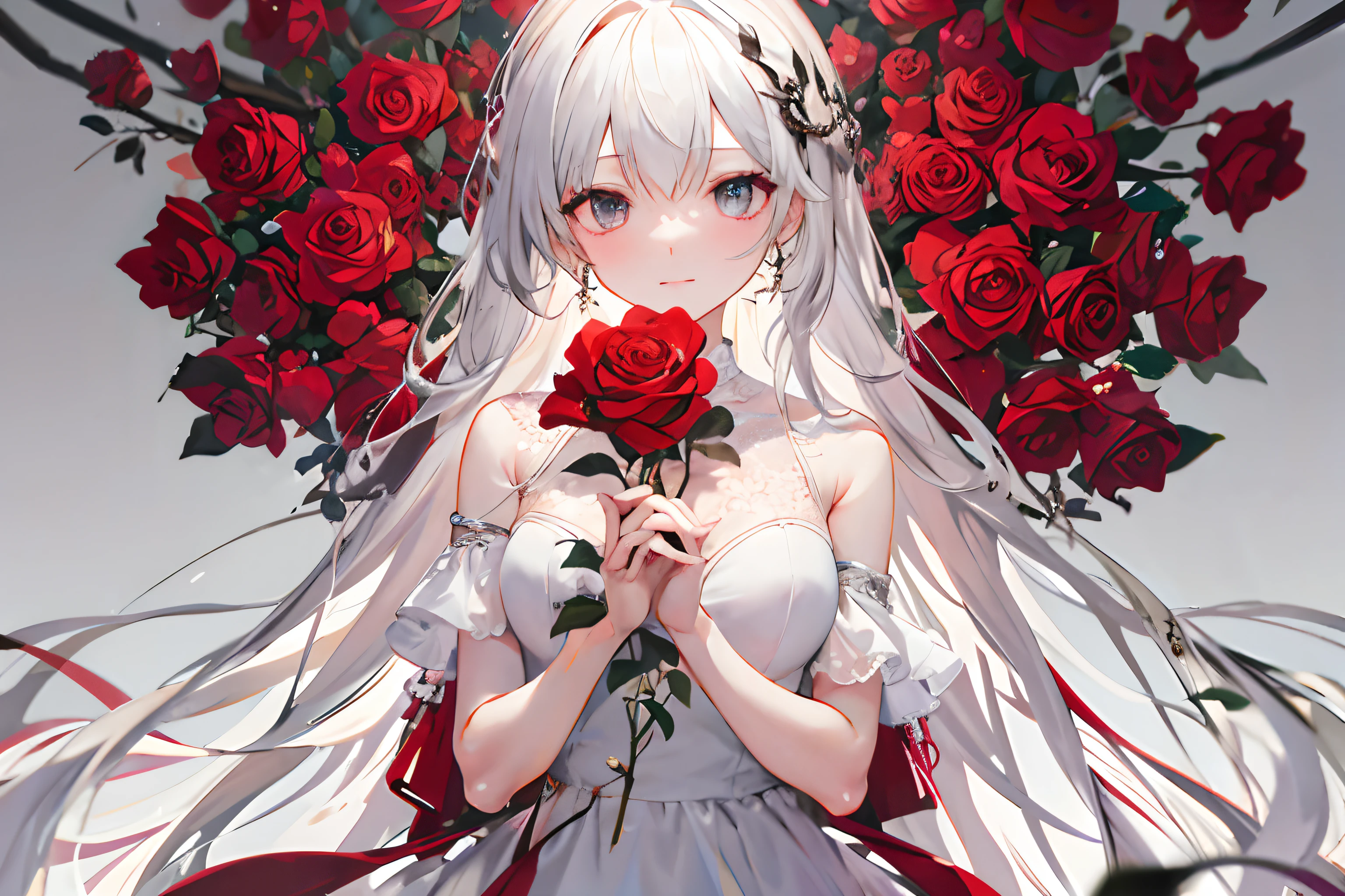 rose in hands,