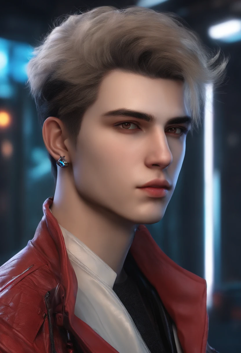 Change background cyberpunk handsome boy, realistic face, 8k, ultra realistic,