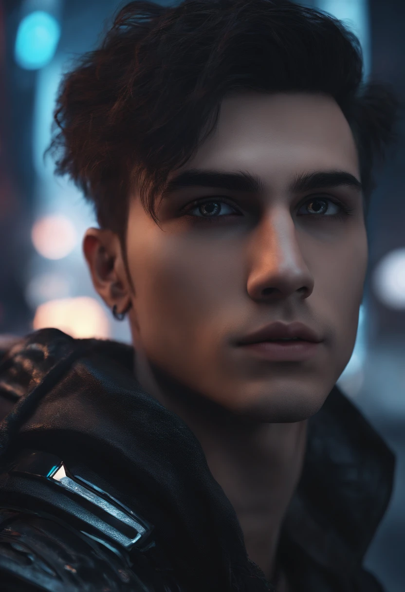 Change background cyberpunk handsome boy, realistic face, 8k, ultra realistic,