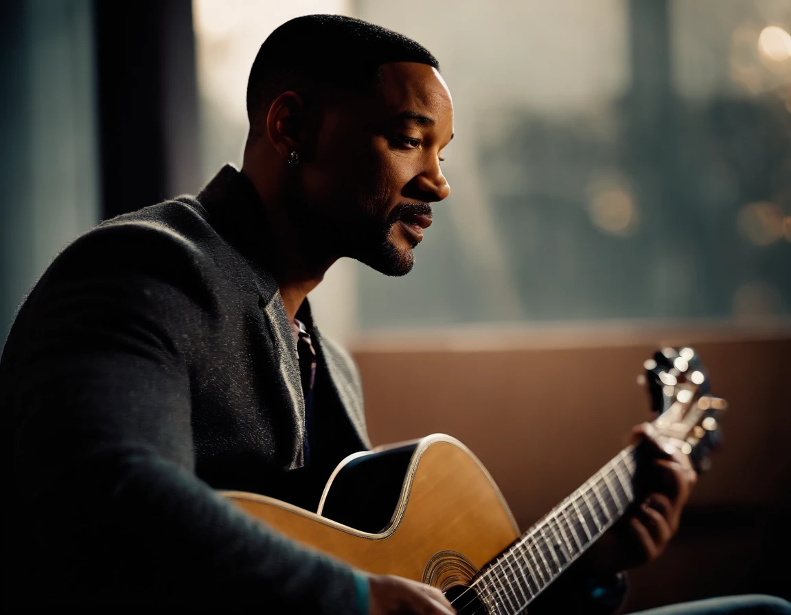 Imagine Fotografia do will smith tocando guitarra