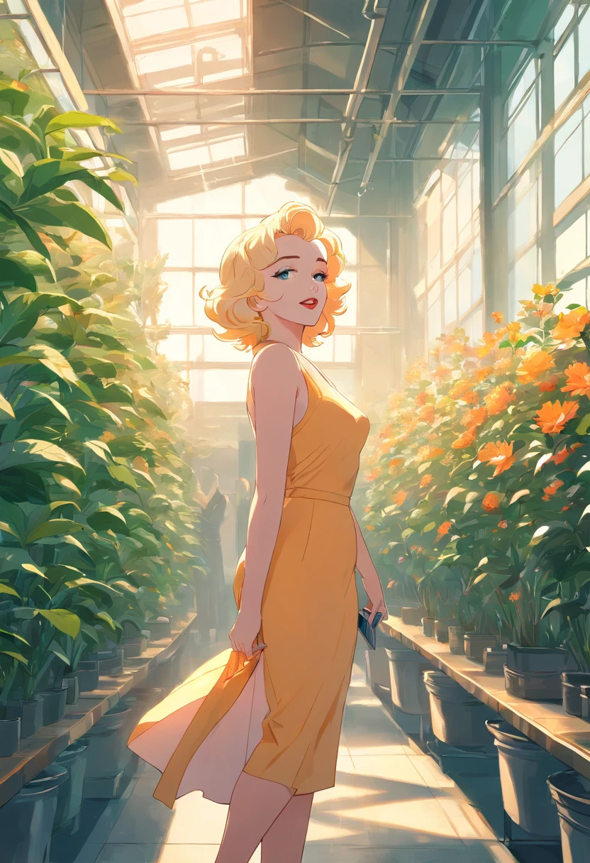 Marilyn Monroe, vintagestyle , Super detailed plant liters, Production line designer, Digital illustration, Repainted, Minimalist botany, Beautiful and beautiful illustration masterpiece, Post-editing of Topaz AI