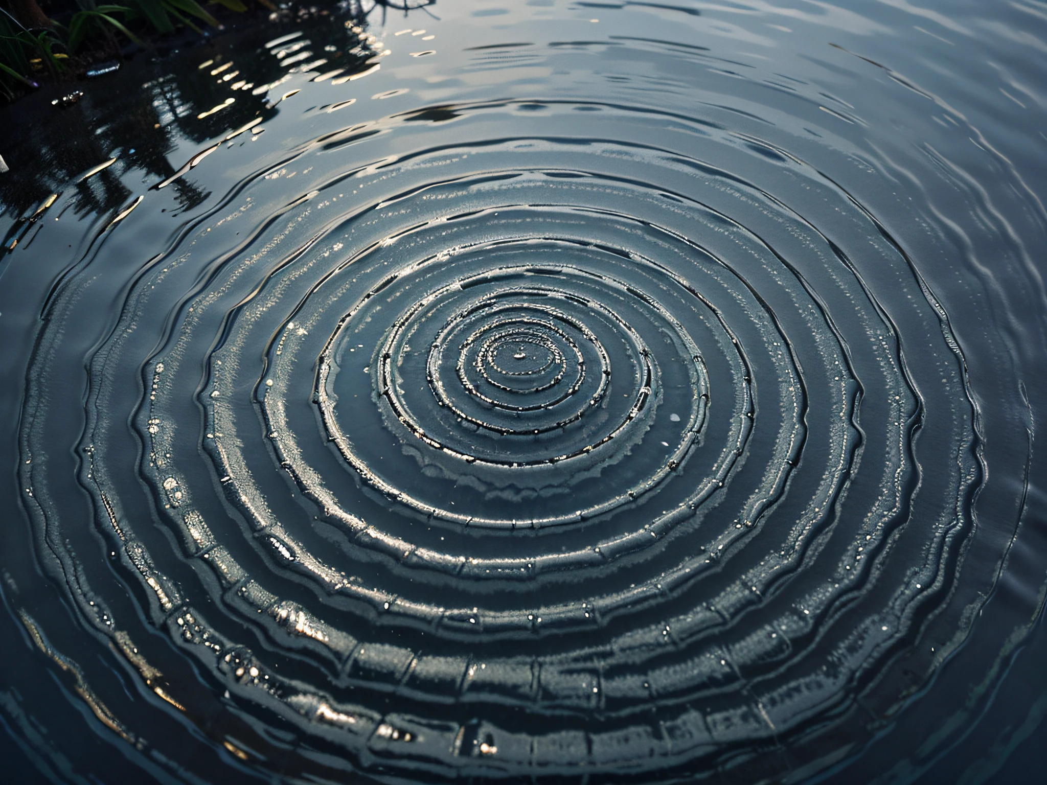 Raindrop Ripples: An image of raindrops falling into a puddle, creating mesmerizing concentric ripples.