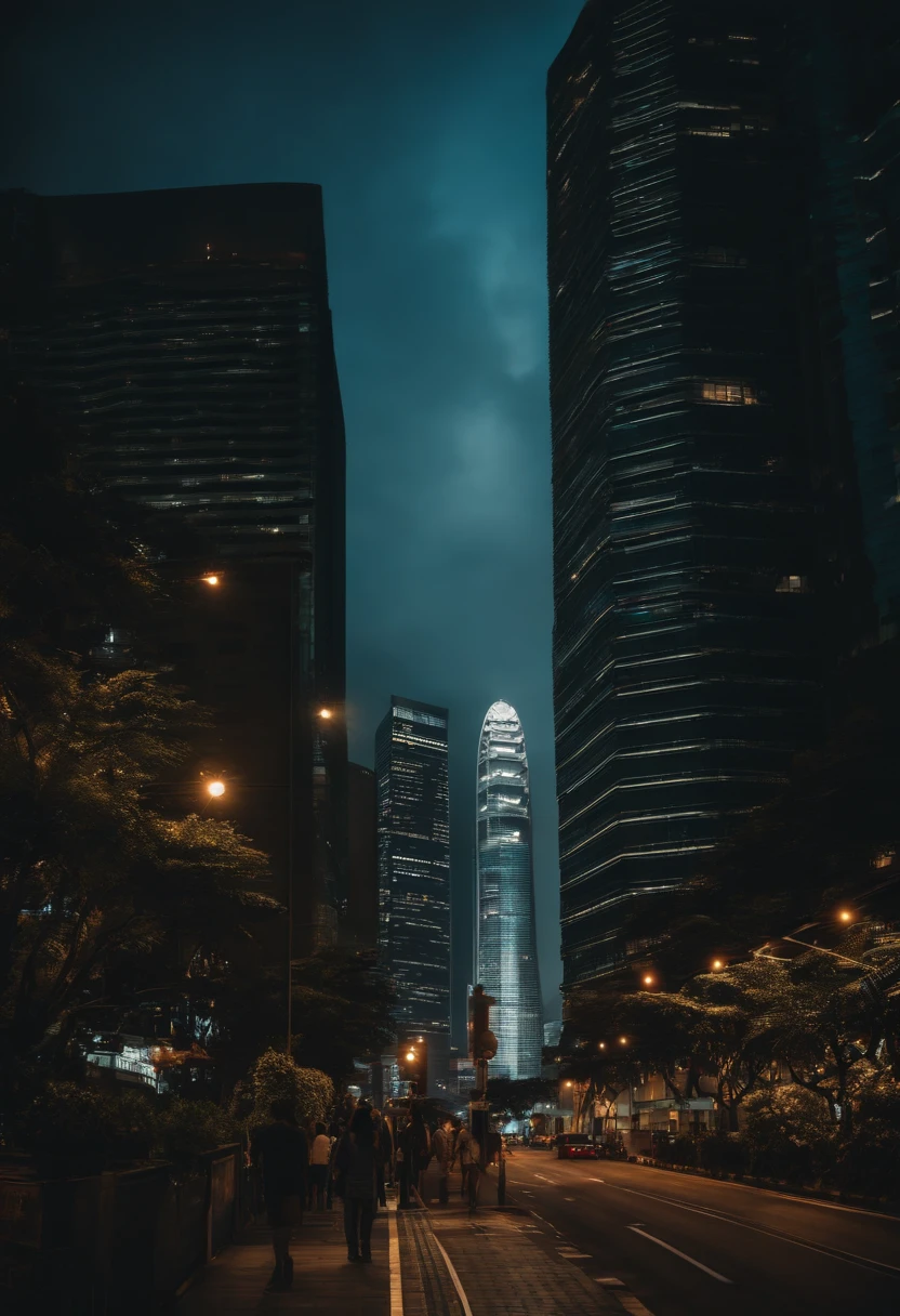 beautiful street photo of Hong Kong, sea view , ifc tower