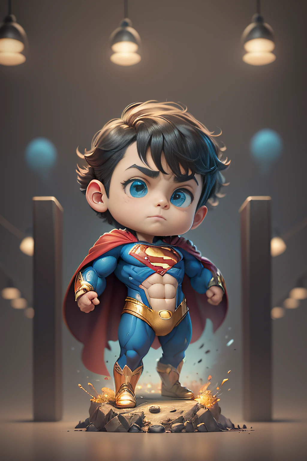 a male superman, chibi, cute and fluffy, logo design, cartoon, cinematic lighting effects, charming, 3D vector art, cute quirky, fantasy art, background blurring, hand drawn, digital painting, soft lighting, isometric style, 4K resolution, realistic rendering, highly detailed clean, vector images, realistic masterpieces, professional photography, simple space background, flat white background, isometric, vibrant vector