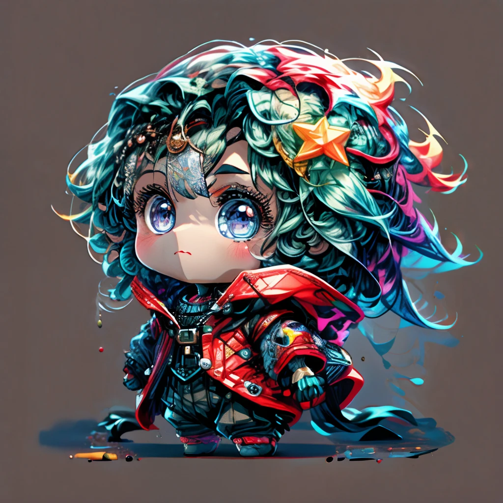 Irridescent color、Colorful pop mascot characters，Round and cute space robot, Farbe々ornamented、Colorful backgrounds，Fantasy，intricate-detail {brightened，K HD，32k constellations