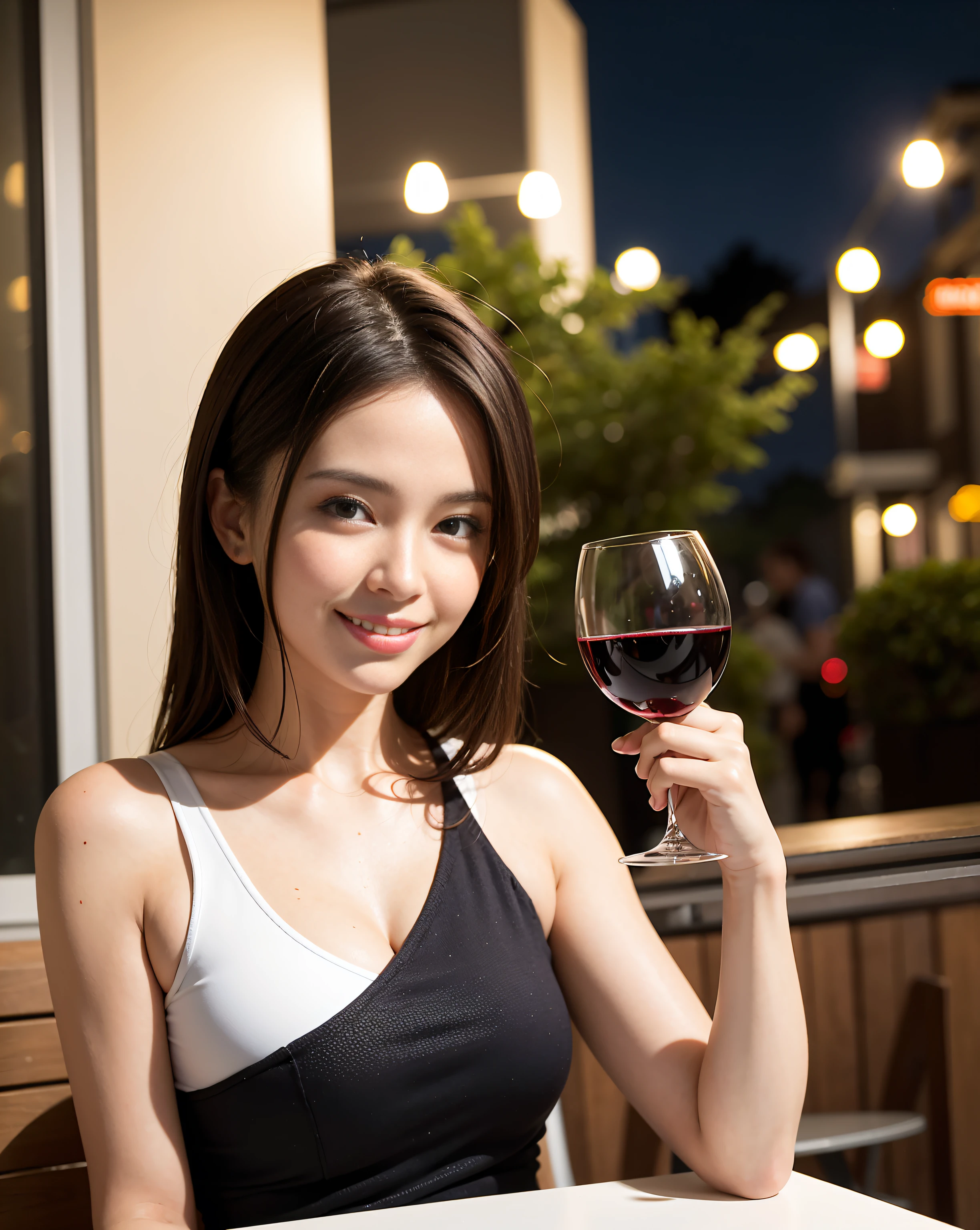 (64km race, ticker, highest quality, pieces fly: 1.2), (reality, that'realistic: 1.37), pretty woman 1, (slim face), (slimボティ), (brown hair), (shortcut), thatalian、Dutch、American、french、cheeks blush a little, (40 years old), 38 years old, alone, A beautiful and detailed night view spreads out outside the window.........., restaurant, wine glassに座って, At night, in a prominent place (from the waist up) nova frog style, actress, model, waist up, White wine, slim, wine glass, very beautiful night view, 真ん中に置かれたwine glass, A happy and helpless smile, (shy smile: 1.15), beautiful slender eyes, upper body whole body, bust japan up, at night, short story, short story, actress, model, waist up, White wine, slim, wine glass, very beautiful night view, 真ん中に置かれたwine glass, A happy and helpless smile,