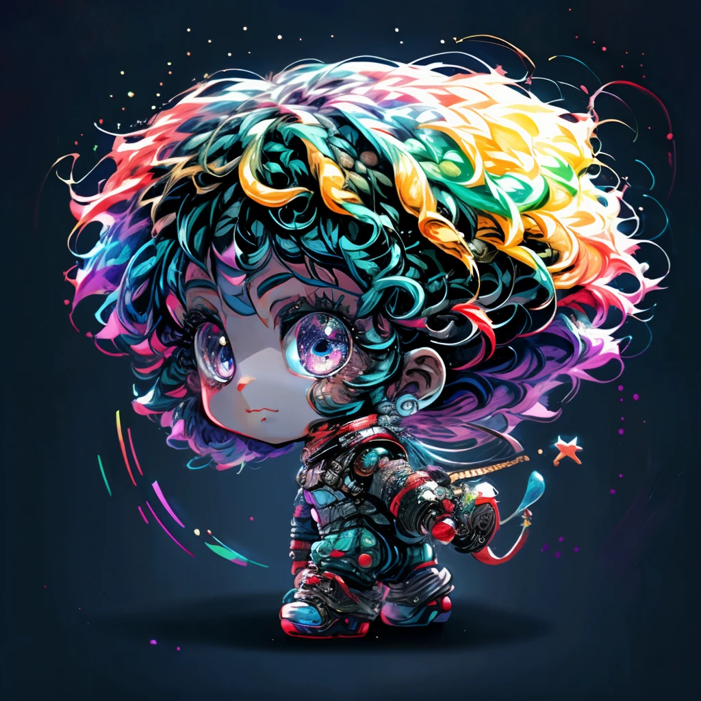 Irridescent color、Colorful pop mascot characters，Round and cute space robot, Farbe々ornamented、Colorful backgrounds，Fantasy，intricate-detail {brightened，K HD，32k constellations