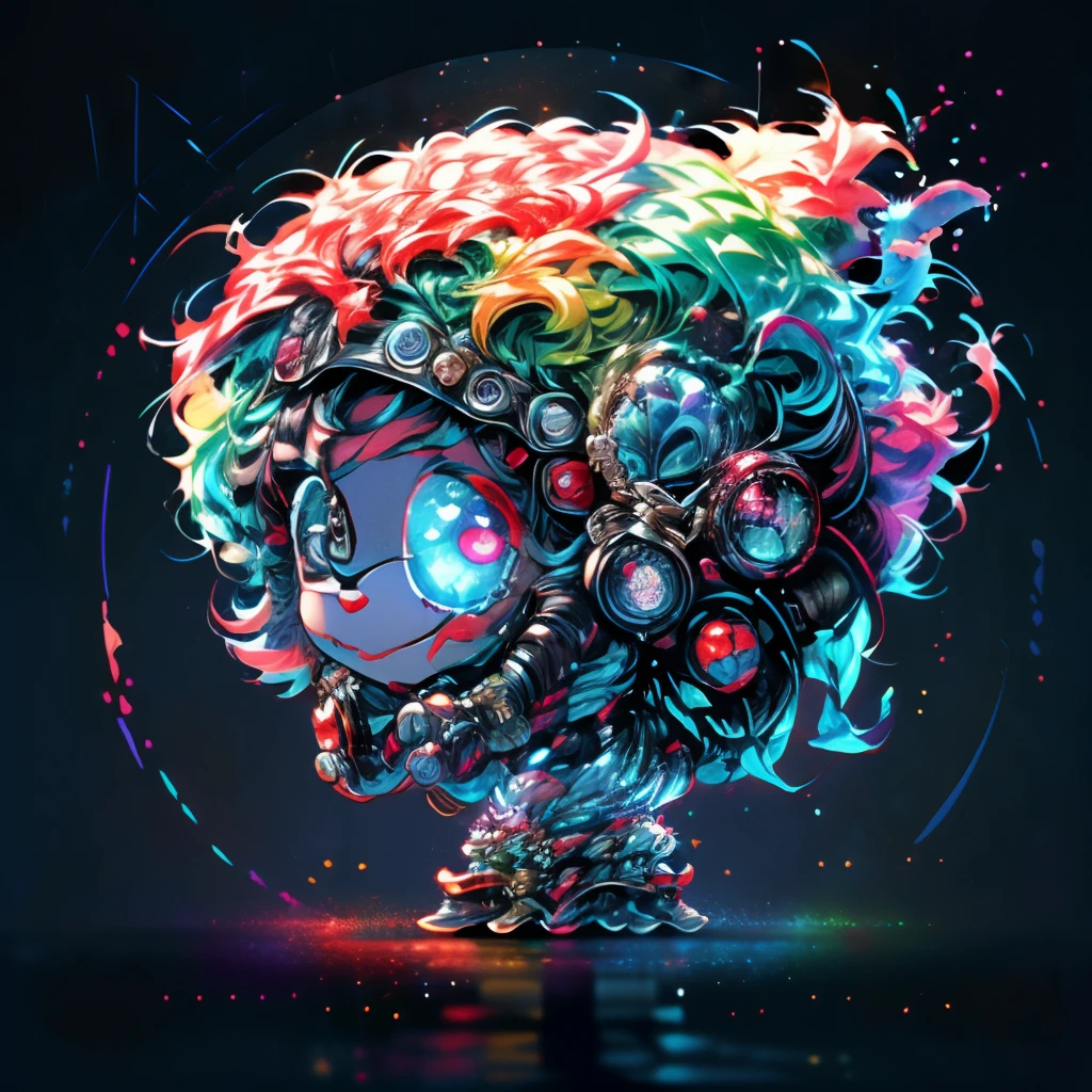 Irridescent color、Colorful pop mascot characters,Round and cute space robot, Farbe々ornamented、Colorful backgrounds,Fantasy,intricate-detail {brightened,K HD,32k constellations