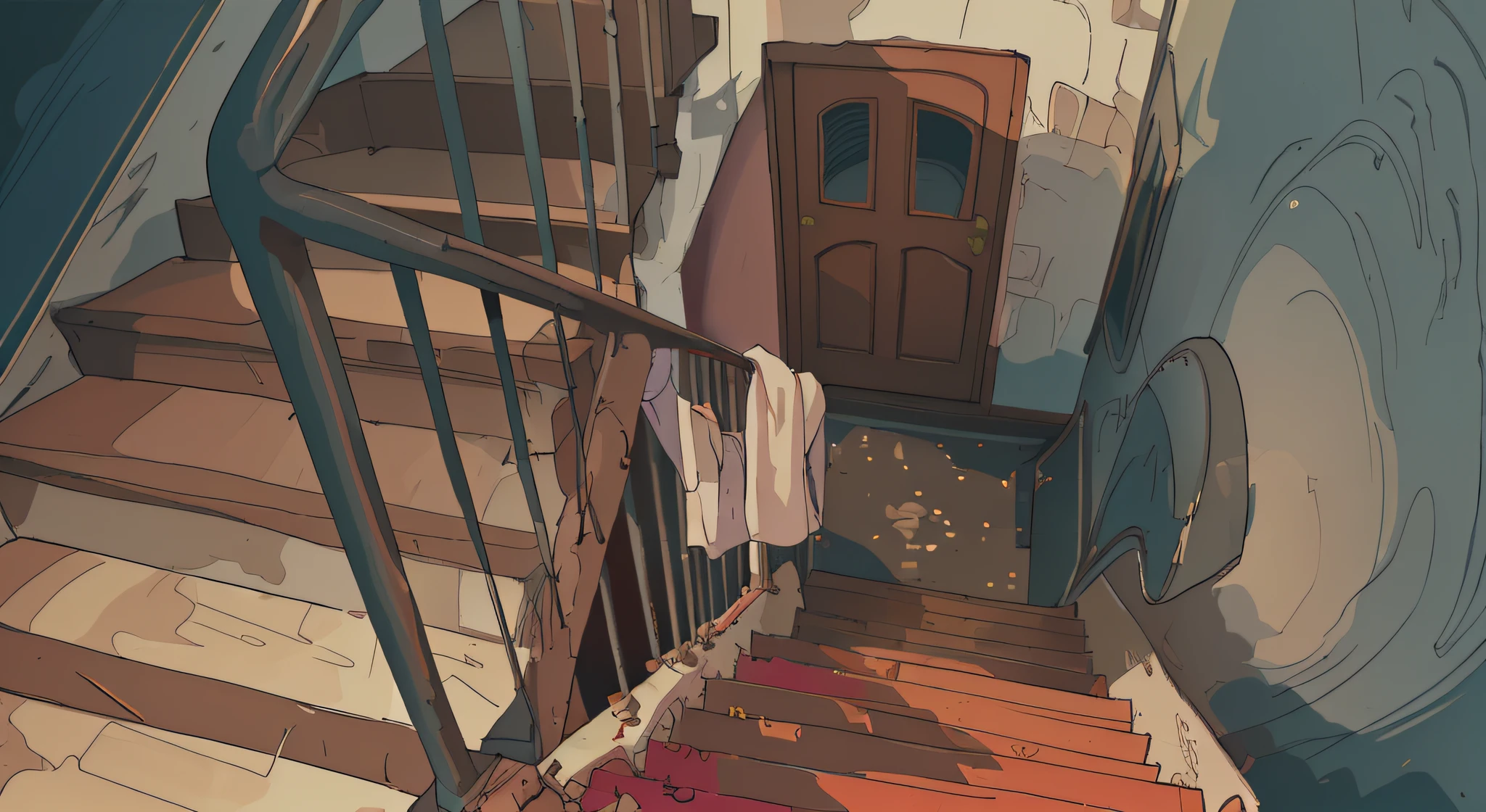 stairways,muri,k hd,high qulity,the detail,Dark,Cool colors,Low saturation