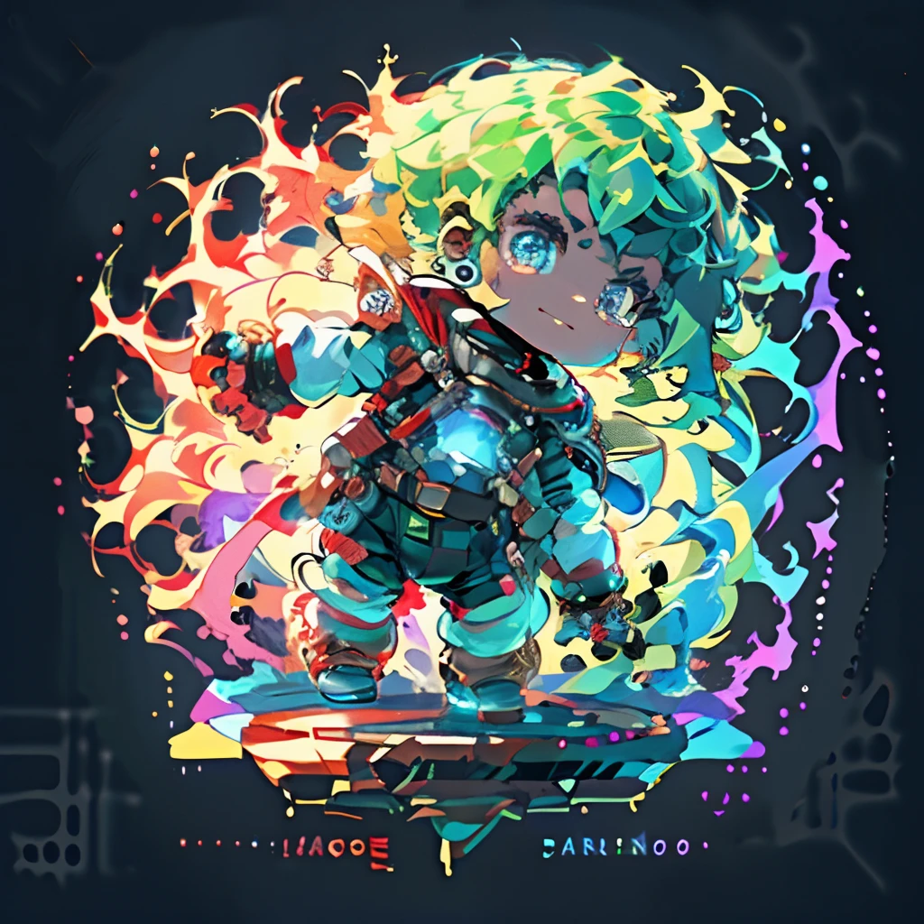 Irridescent color、Colorful pop mascot characters，Round and cute space robot, Farbe々ornamented、Colorful backgrounds，Fantasy，intricate-detail {brightened，K HD，32k constellations