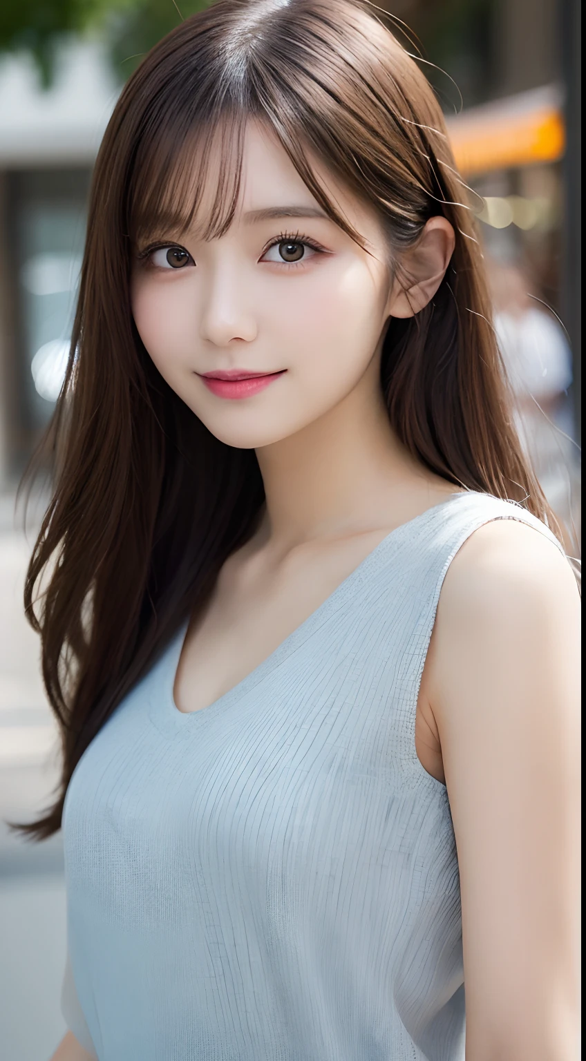masutepiece, Best Quality, Illustration, Ultra-detailed, finely detail, hight resolution, 8K Wallpaper, Perfect dynamic composition, Beautiful detailed eyes, doress,Medium Hair, Natural Color Lip, Random and sexy poses,Smile,Aoyama Street Walk、A 24-year-old girl