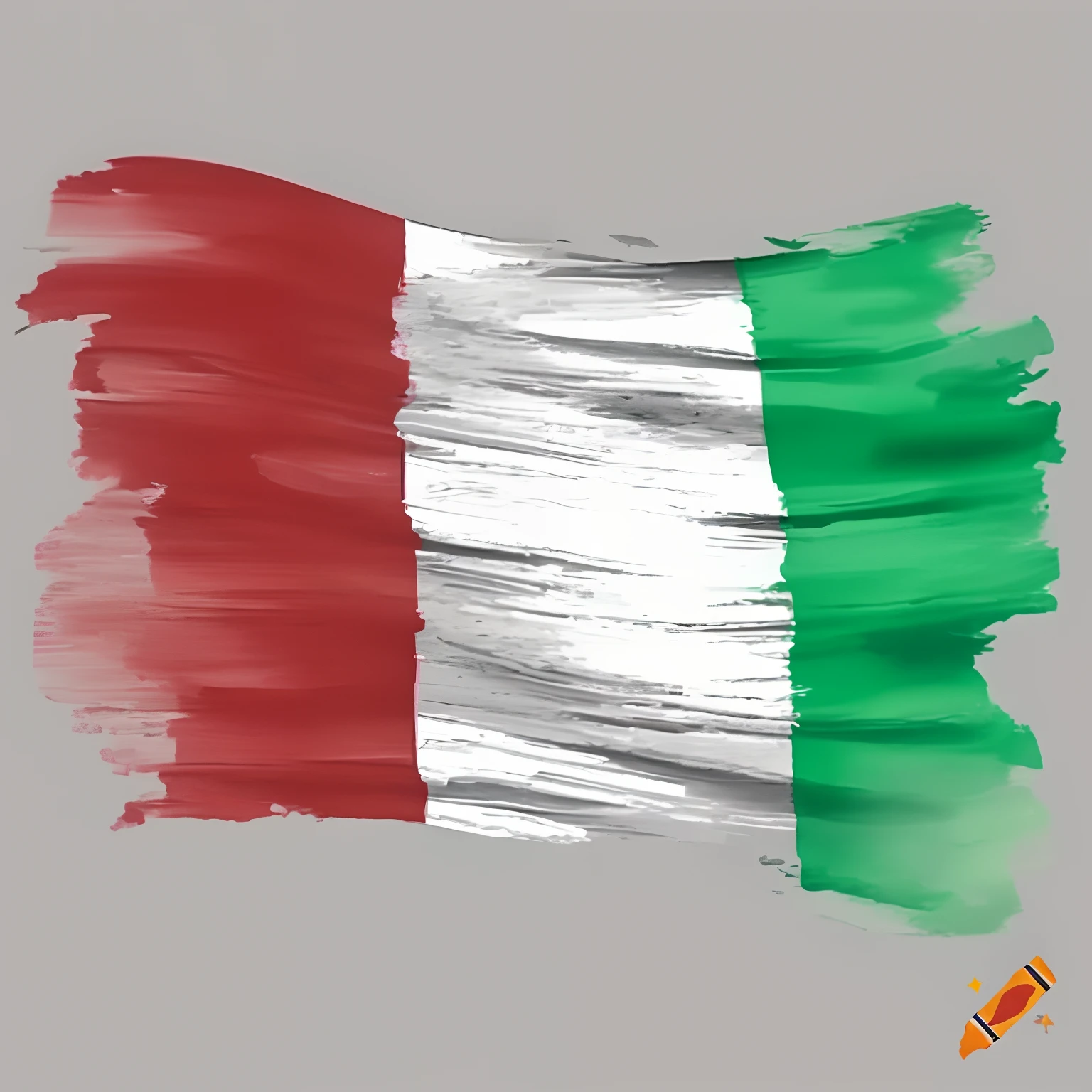 a close up of a flag painted on a gray background, italian, italian flag, italian masterpiece, italy, italian style, digital art!!, italian masterpieces, inspired by Italo Mus, speedpaint, digitally painting, beautiful brush stroke rendering, by Vincenzo Cabianca, digital painitng, fantasy italy, digital paint, lionardo davinchi, a digital painting