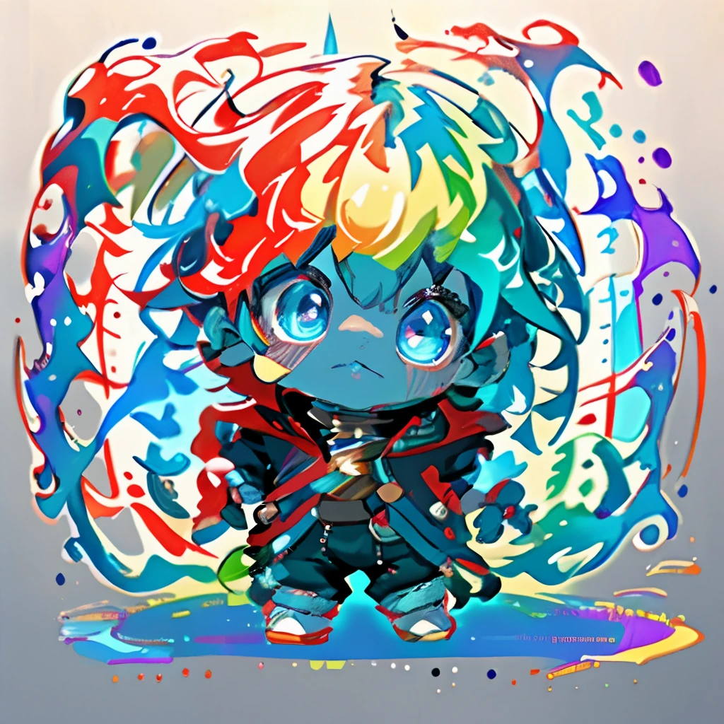 Irridescent color、Colorful pop mascot characters，Round and cute space robot, Farbe々ornamented、Colorful backgrounds，Fantasy，intricate-detail {brightened，K HD，32k constellations