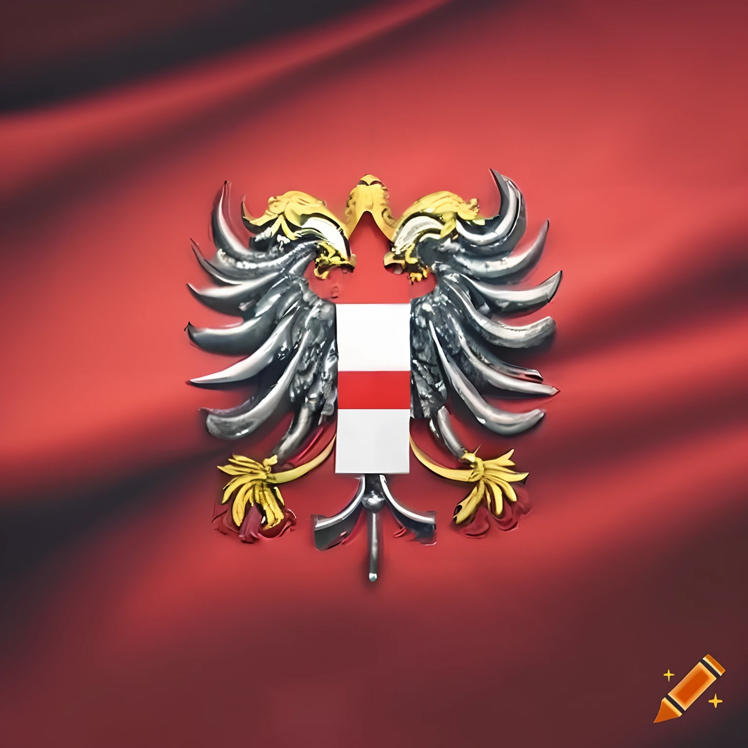 a close up of a flag with a double headed eagle on it, from the duchy of lituania, austria, austro - hungarian, inspired by Ferdynand Ruszczyc, holy roman empire, prussia, inspired by Izidor Kršnjavi, hearts of iron portrait style, vexillology, hearts of iron portrait, switzerland