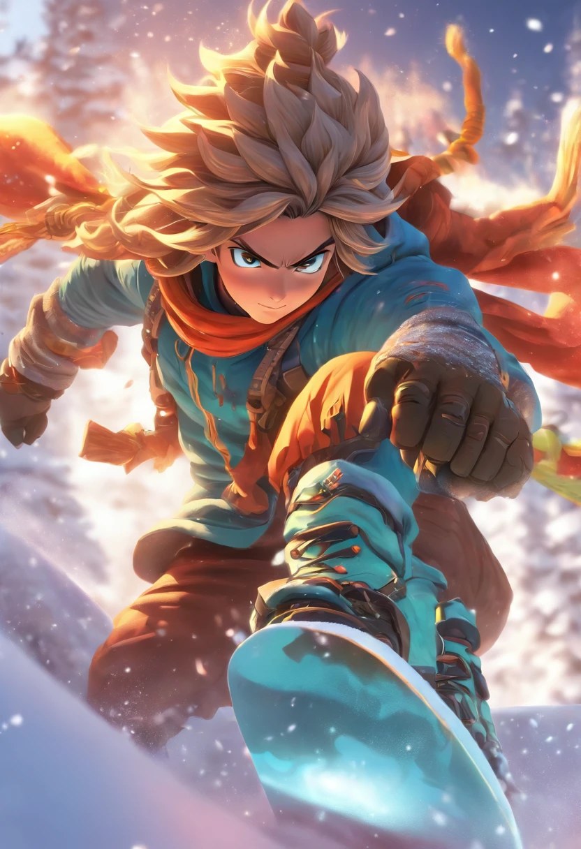 (((cian))) Snowboarding is slipping,Best Quality, Ultra-high resolution, 4K Detail CG, masutepiece,Shiva god,loimu, ,Shiva's clothes,Shiva mythology, ((Shiva's Flame God)) Image of Shiva,aesthetics