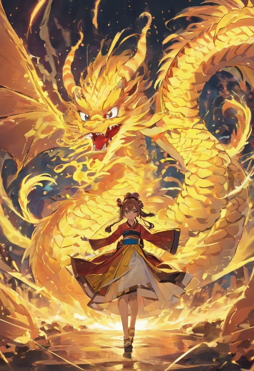 A Chinese dragon circling around，Spring Festival atmosphere，Flat style，Wrap，There are no characters
