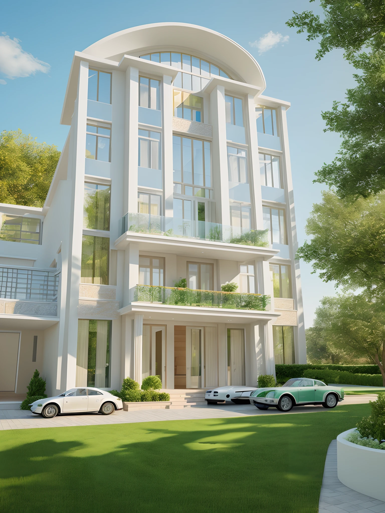 ((masterpiece)),(high quality), best quality, real,(realistic), super detailed, (full detail),(4k),8k,a drawing of a building with a perspective point perspective drawing, hd png, architectural sketch, architecture drawing, architectural drawing, drawing architecture, single point perspective, architectural illustration, thin line art, three point perspective, impossible stijl architecture, lineart behance hd, clean ink detailed line drawing, two point perspective, realistic, GREEN GARDEN, trees landscape, ((evening light))