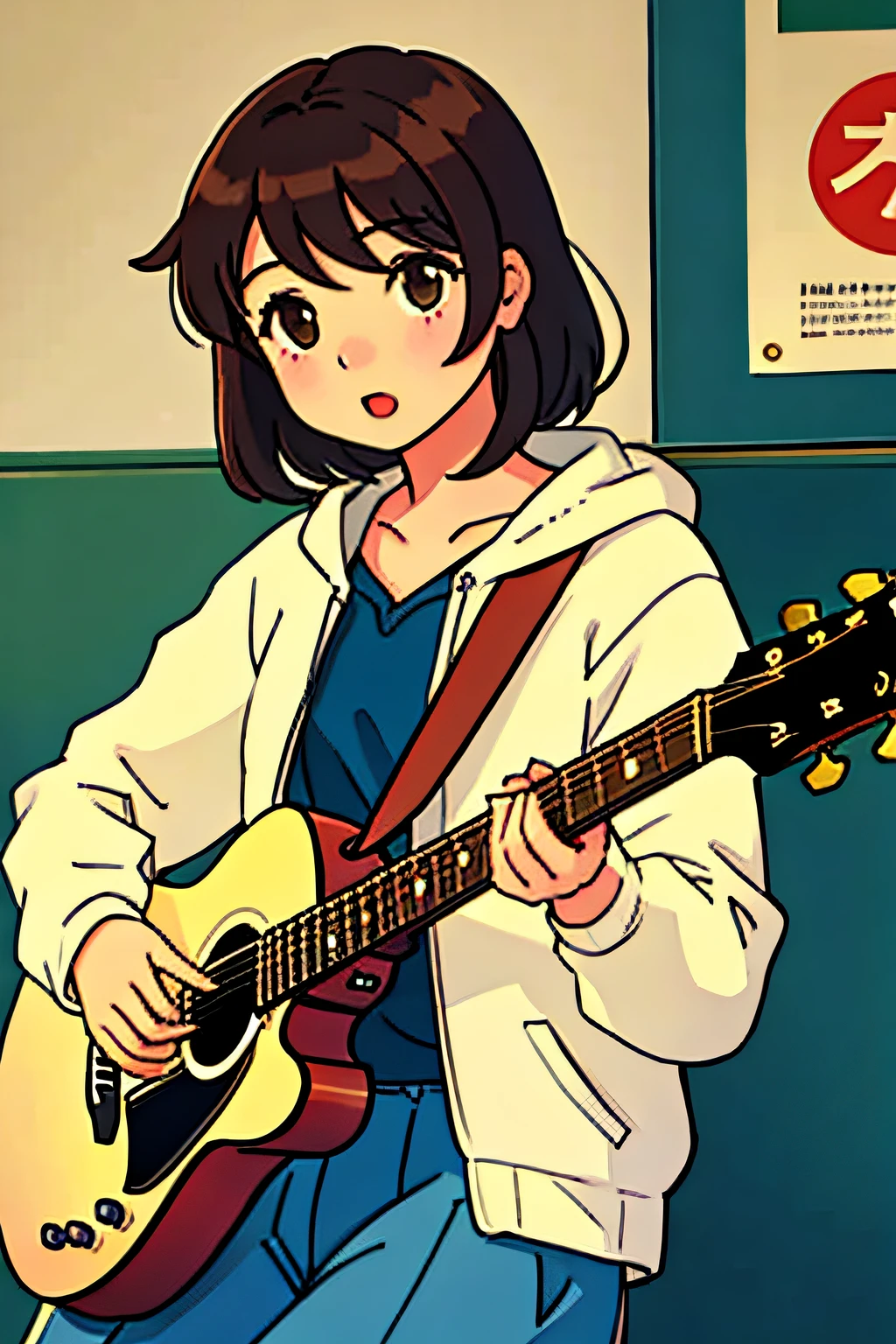 a girl playing guitar