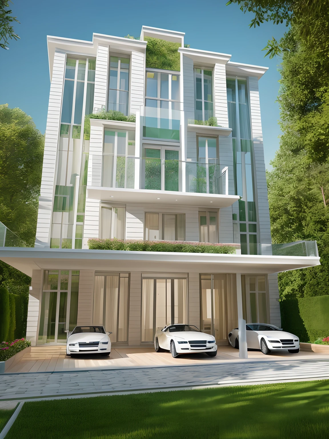 ((masterpiece)),(high quality), best quality, real,(realistic), super detailed, (full detail),(4k),8k,a drawing of a building with a perspective point perspective drawing, hd png, architectural sketch, architecture drawing, architectural drawing, drawing architecture, single point perspective, architectural illustration, thin line art, three point perspective, impossible stijl architecture, lineart behance hd, clean ink detailed line drawing, two point perspective, realistic, GREEN GARDEN, trees landscape, ((evening light))