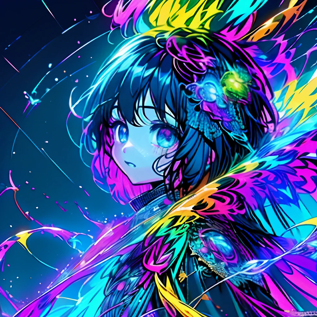Irridescent color、Colorful pop mascot characters,Round and cute space robot, Farbe々ornamented、Colorful backgrounds,Fantasy,intricate-detail {brightened,K HD,32k constellations