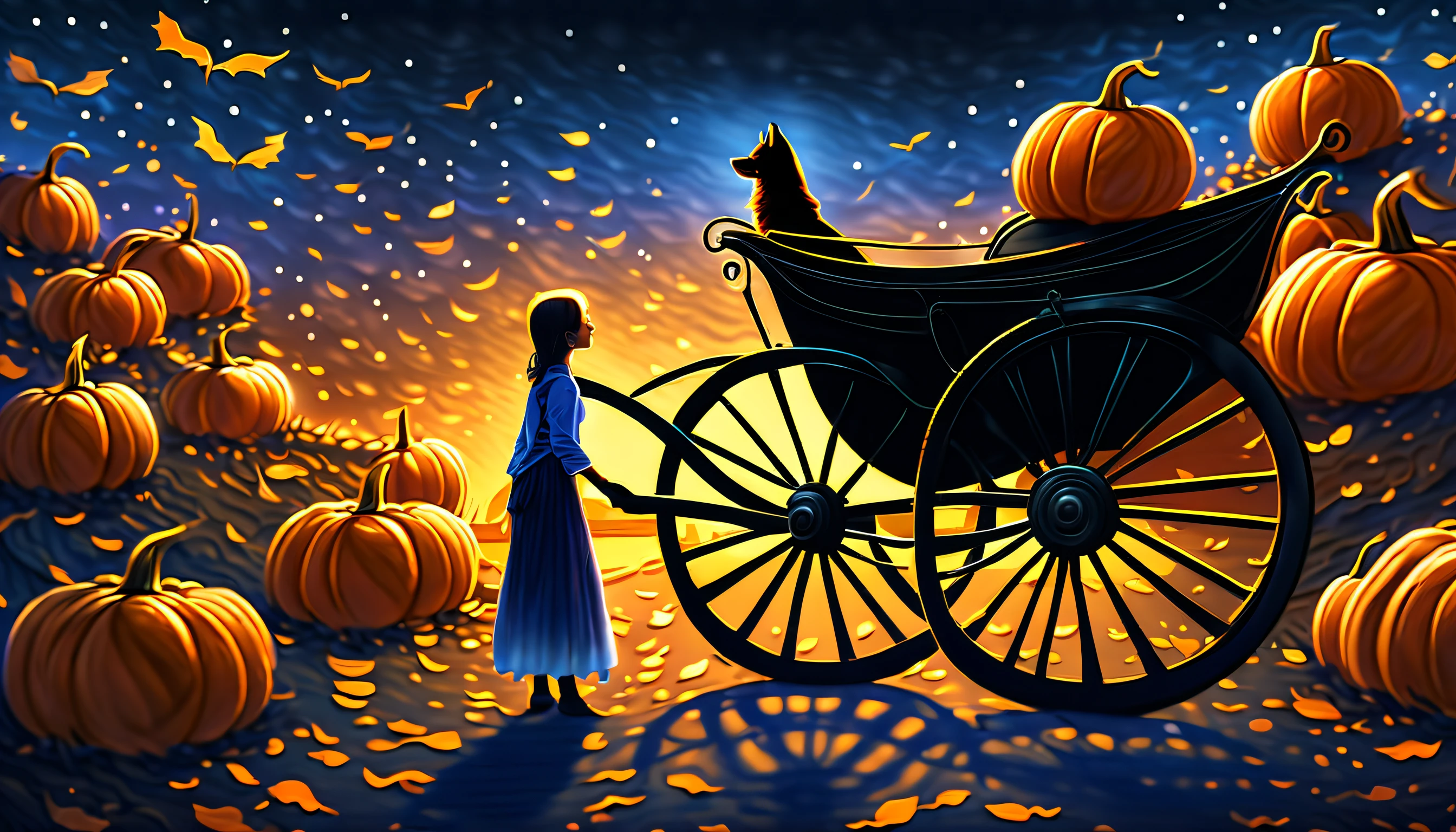 (((arms behind head of pumpkin-carriage illustration:1.3))), super good station, ridiculously pretty gray wolf trick with shadow art, blood is stirring and my soul is shaking art, blue bird wake me up from in the dark, dim acid wish, dim mercury wish, delicate particle rain, reflection texture, traveler looking for happiness, bear the fate, look up at the pure white clouds, gusty wind, painful atmosphere, look at the distant sky, deep into dying, burning angel dust wings, the chains won't let me fall down, judgment day of gods and evil gods, (extremely insane detail:1.3), exquisite detail, limitlessly high resolution, captured in the highest quality and unmatched beauty, holographic rendering, hyper real, illumination lighting, multilayered,intricately detailed, mystical atmosphere, ball pen drawing, add digital coating, gouache paint coloring, (extremely finely detailed), (epic highly quality:1.2), insanely beautiful illustration,