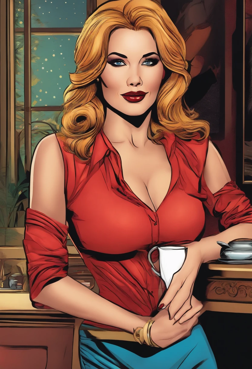 Comic book style sexy host