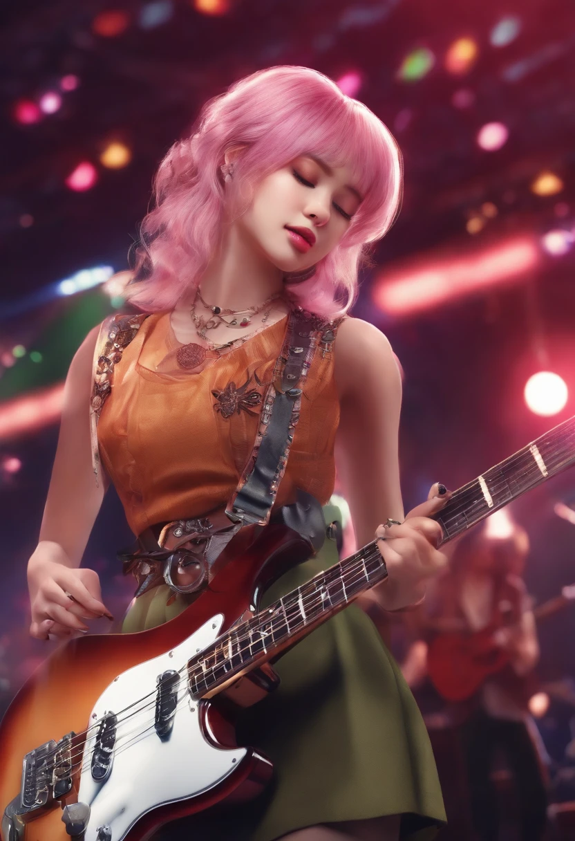 kawaii girl、4Person、4men、rock band、Playing the guitar、