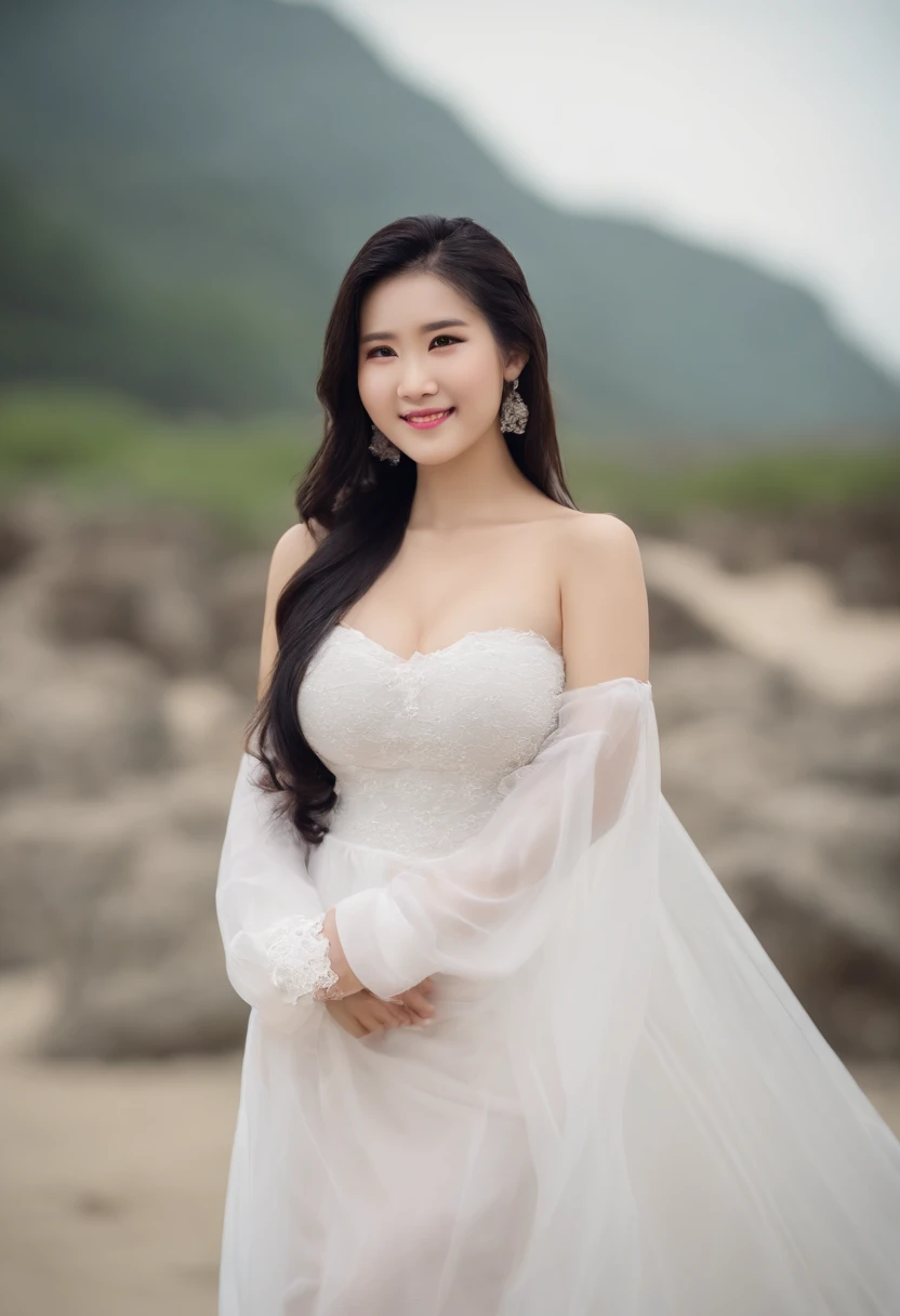 Asian girl,a picture,beachside,with a good figure,Large breasts,big assa,black lence stockings,Delicatemakeup,Long straight black hair,Friendly smile,long and flowing hair,Relaxed,Realiy,detail in face,relaxed,vacation,swim wears,;arge breast