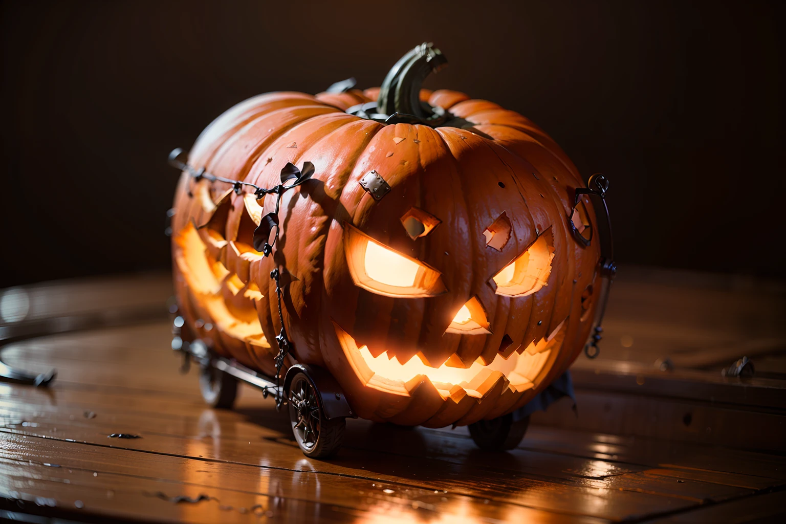 fantasy, dreamy, 8K, (jack-o'-lantern:1.5) AND (carriage:0.5)