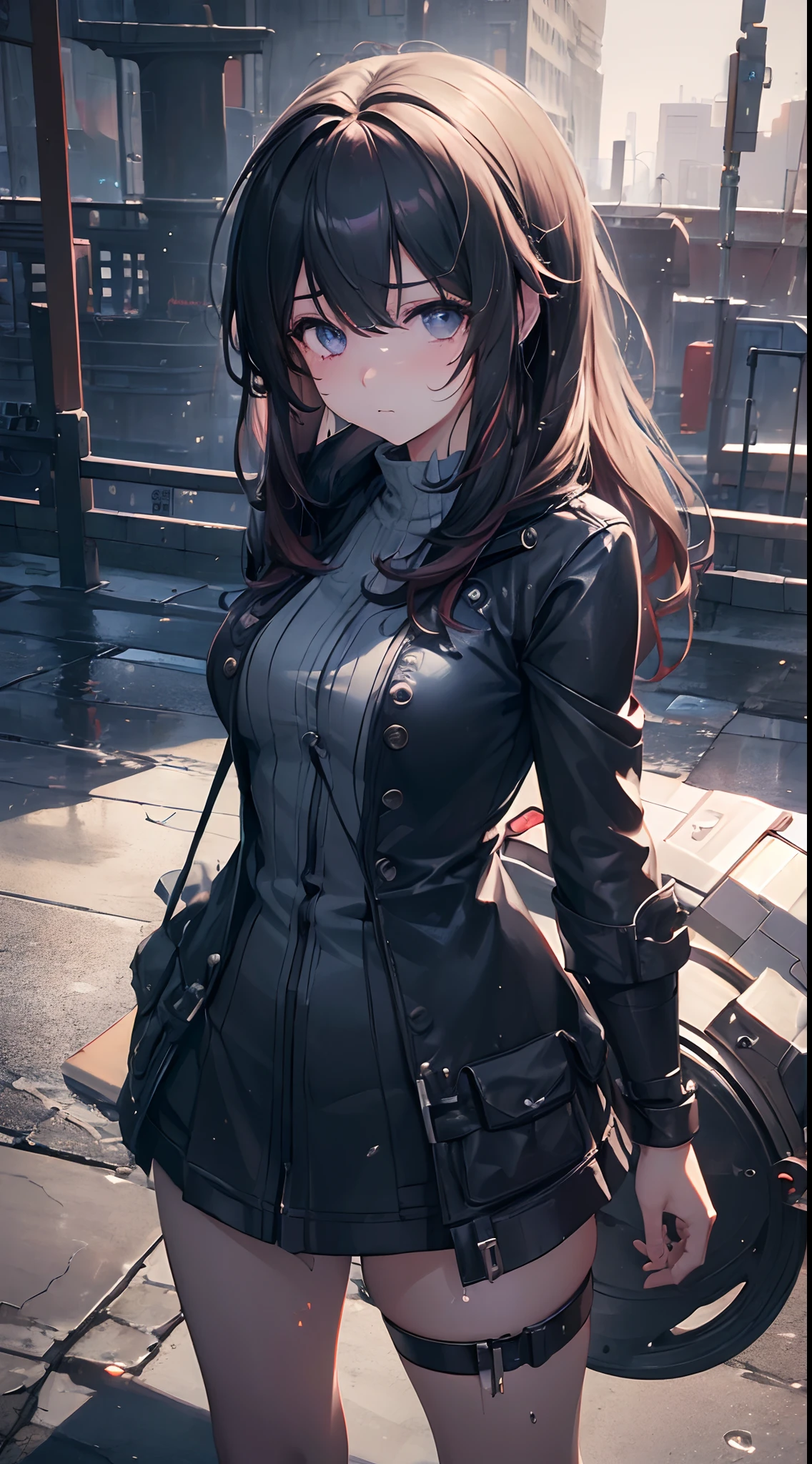 (incredible ridiculous resolution:1.6),1 girl,Anime girl,lonely,perfect anatomy,sad face,depressed eyes,highly detailed background,ultra sharp,8k quality,Masterpiece,Heavy rain,looking at the viewer,High quality shadows,no anatomy mistakes,8k eyes, dripping water from hair