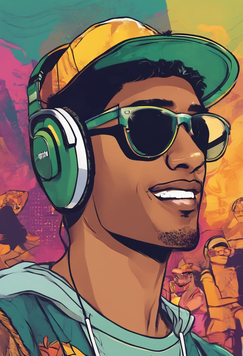 FAHAD OF 18 YEAR OLD wearing headphone, sunglasses