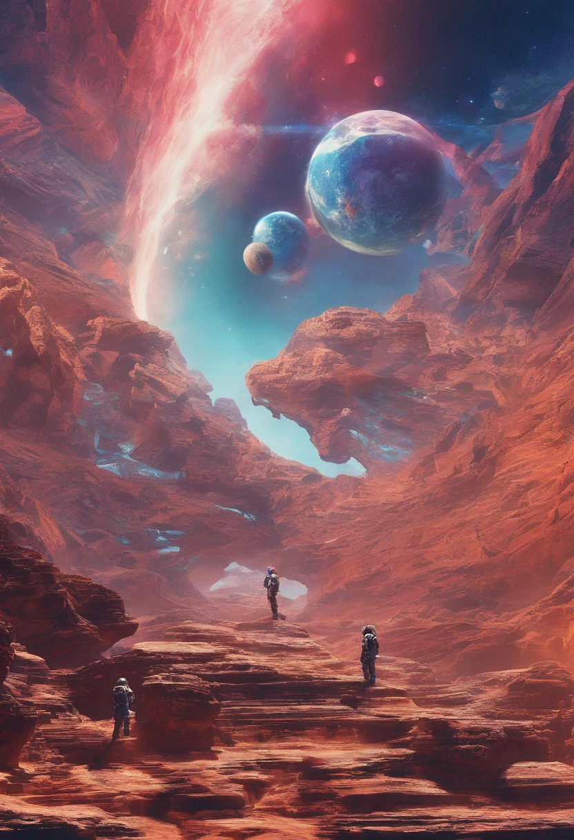 (Astronauts climb asteroids), ((Astronaut climbing:1.3), (Asteroids have ores that glow blue in the night sky and blue magic plants that can instantly heal any wounds),The ground is uneven
{{Masterpiece}}, {{{Best quality}}}, {{Ultra-detailed}}, mirai,sci-fy,Righteousness,Enigmatic Atmosphere,Ethereal atmosphere,,count,Matte painting,Petroglyph special,illusory engine,rendered on octane,Quixel Megascans Render,High detail,hyper qualit,high resolution,8K surrealism,hyper photorealism,labyrinths of