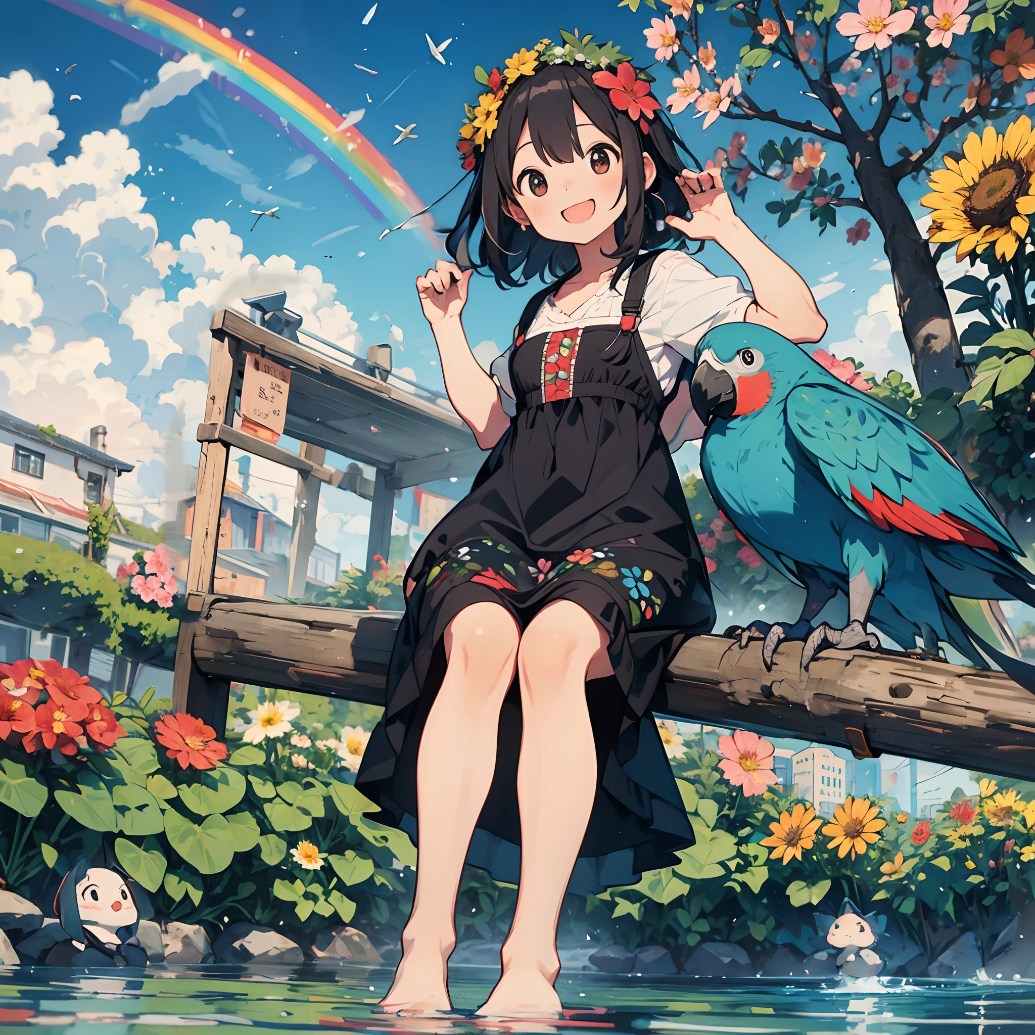 Erase water,Flowers are blooming