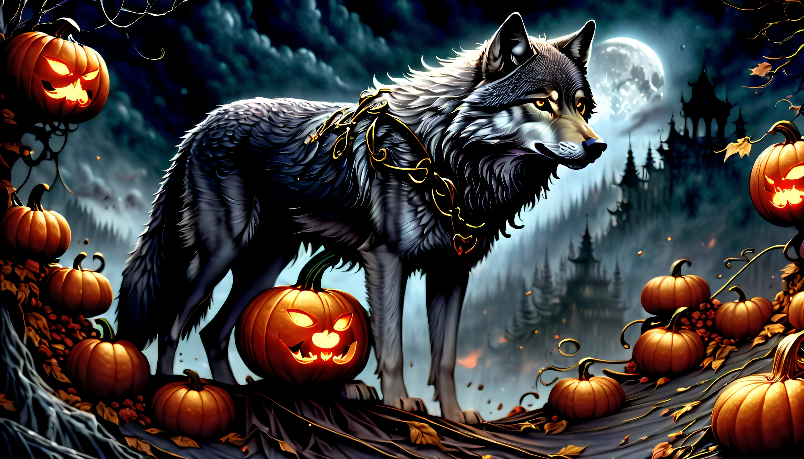 (((pumpkin-carriage:1.5))), (((fleeting and pretty girl who seems to disappear:1.4))), ((ridiculously pretty gray wolf:1.3)), crimson color rose carpet, unique perspective, blood is stirring and my soul is shaking art, blue bird wake me up from in the dark, dim acid wish, dim mercury wish, delicate particle rain, reflection texture, traveler looking for happiness, bear the fate, look up at the pure white clouds, gusty wind, painful atmosphere, look at the distant sky, deep into dying, burning angel dust wings, the chains won't let me fall down, ((judgment day of gods and evil gods architecture:1.1)), (extremely insane detail:1.3), (((exquisite detail, limitlessly high resolution:1.3))), captured in the highest quality and unmatched beauty, holographic rendering, hyper real, illumination lighting, multilayered,intricately detailed, mystical atmosphere, ball pen drawing, add digital coating, gouache paint coloring, (extremely finely detailed), (epic highly quality:1.2), (((insanely beautiful dark fantasy illustration:1.5))),
