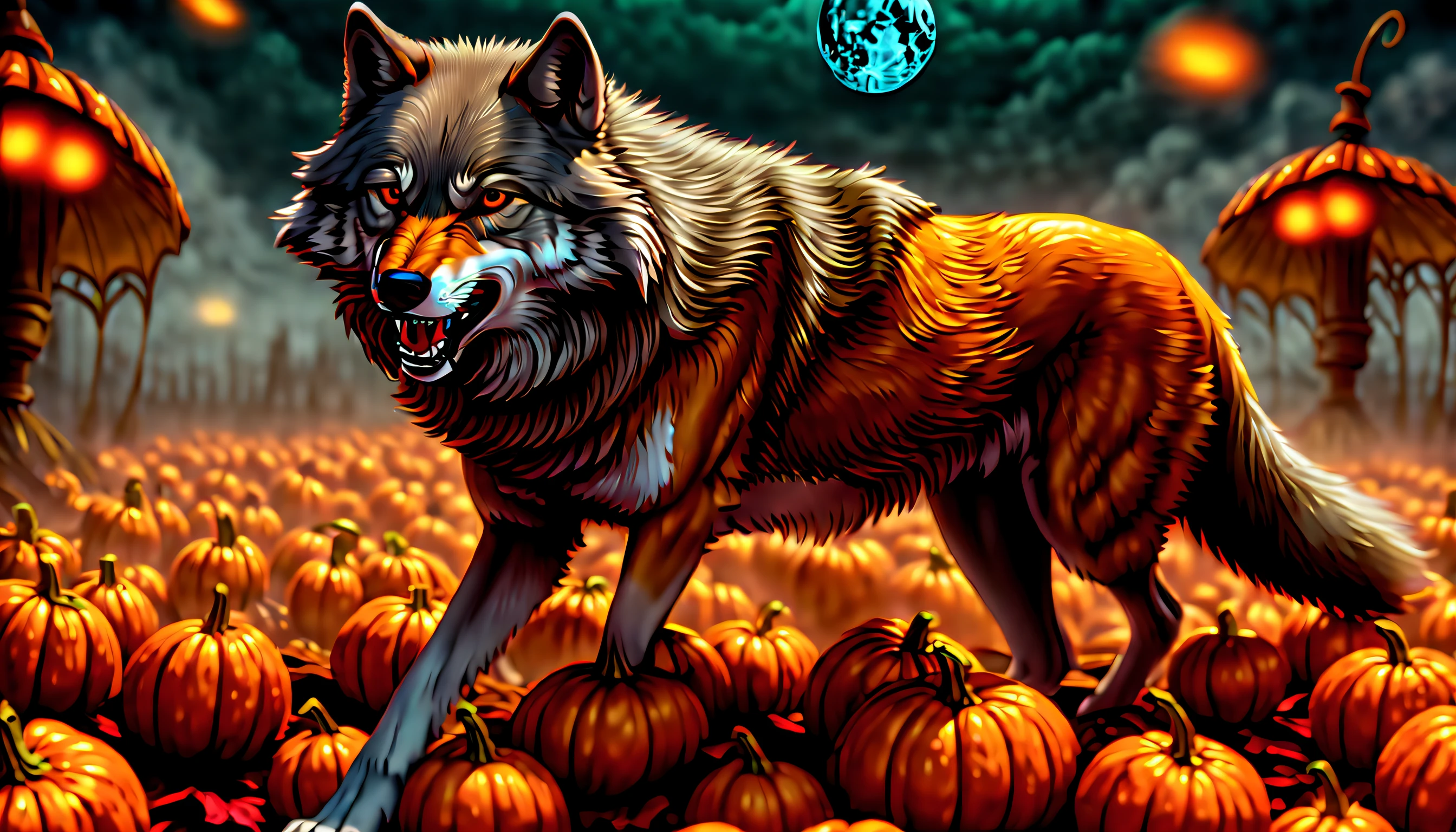 (((cool gray wolf pulling a pumpkin-cargo include all art:1.5))), (((fleeting and pretty girl who seems to disappear:1.4))), (create hell!! with crimson color rose carpet:1.1), (((blood is stirring and my soul is shaking:1.3))), (((wide shot:1.3))), blue bird wake me up from in the dark, dim acid wish, dim mercury wish, delicate particle rain, reflection texture pumpkin-cargo, bear the fate, look up at the pure white clouds, gusty wind, painful atmosphere, look at the distant sky, deep into dying, burning angel dust wings, the chains won't let me fall down, ((judgment day of gods and evil gods architecture:1.1)), ((extremely insane detail:1.3)), (((exquisite detail, limitlessly high resolution:1.3))), captured in the highest quality and unmatched beauty, holographic rendering, hyper real, illumination lighting, multilayered,intricately detailed, mystical atmosphere, ball pen line draw, add digital coating, gouache paint coloring, (extremely finely detailed), (epic highly quality:1.2), (((insanely beautiful dark fantasy style:1.5))), (((No extra pumpkins:1.8)))