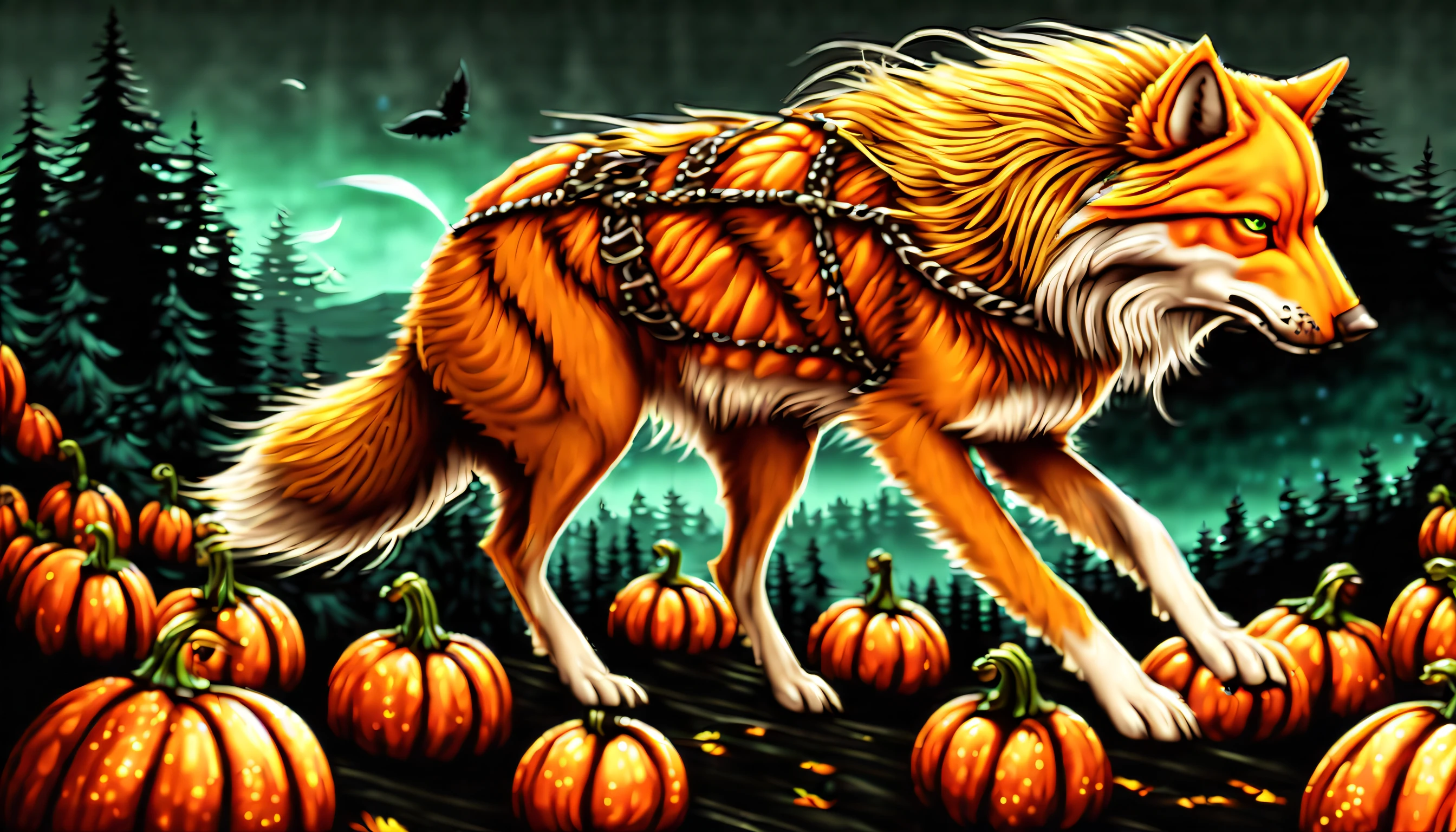 (((cool gray wolf pulling a pumpkin-cargo include all concept art:1.5))), (((fleeting and pretty girl who seems to disappear:1.5))), (create hell!! with crimson color rose carpet:1.1), (((blood is stirring and my soul is shaking:1.3))), (((wide long shot:1.3))), blue bird wake me up from in the dark, dim acid wish, dim mercury wish, delicate particle rain, reflection texture pumpkin-cargo, bear the fate, look up at the pure white clouds, gusty wind, painful atmosphere, look at the distant sky, deep into dying, burning angel dust wings, the chains won't let me fall down, ((judgment day of gods and evil gods architecture:1.1)), ((extremely insane detail:1.3)), (((exquisite detail, limitlessly high resolution:1.3))), captured in the highest quality and unmatched beauty, holographic rendering, hyper real, illumination lighting, multilayered,intricately detailed, mystical atmosphere, ball pen line draw, add digital coating, gouache paint coloring, (extremely finely detailed), (epic highly quality:1.2), (((insanely beautiful dark fantasy style:1.5))), (((1-punpkin with No extra pumpkins:1.8)))