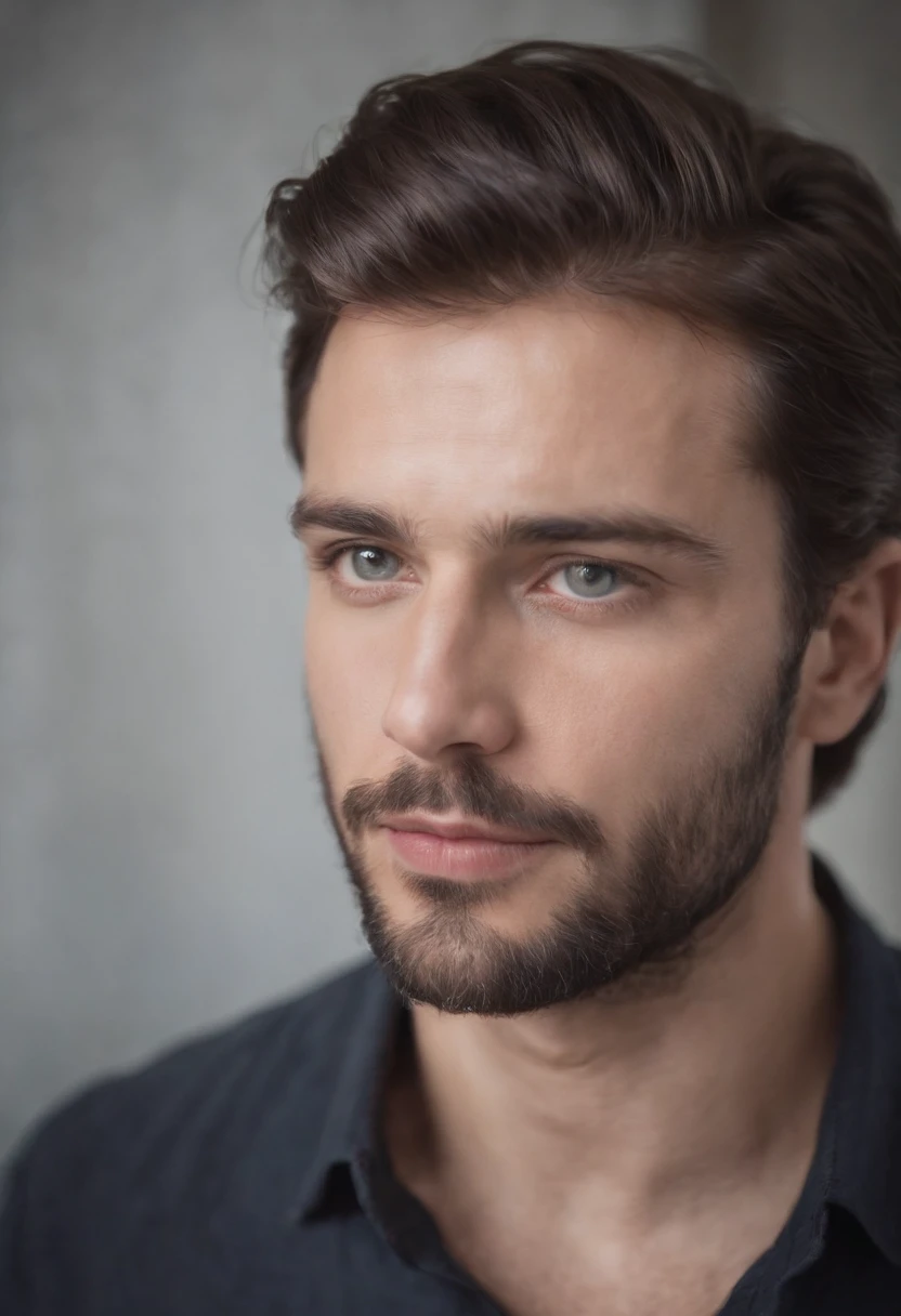 Magnifique homme , yeux noisette, cheveux court , Belle barbe , Executive Sexy Man, Terno donc, Front camera focus, Mode portrait, perfectly straight in front of the camera