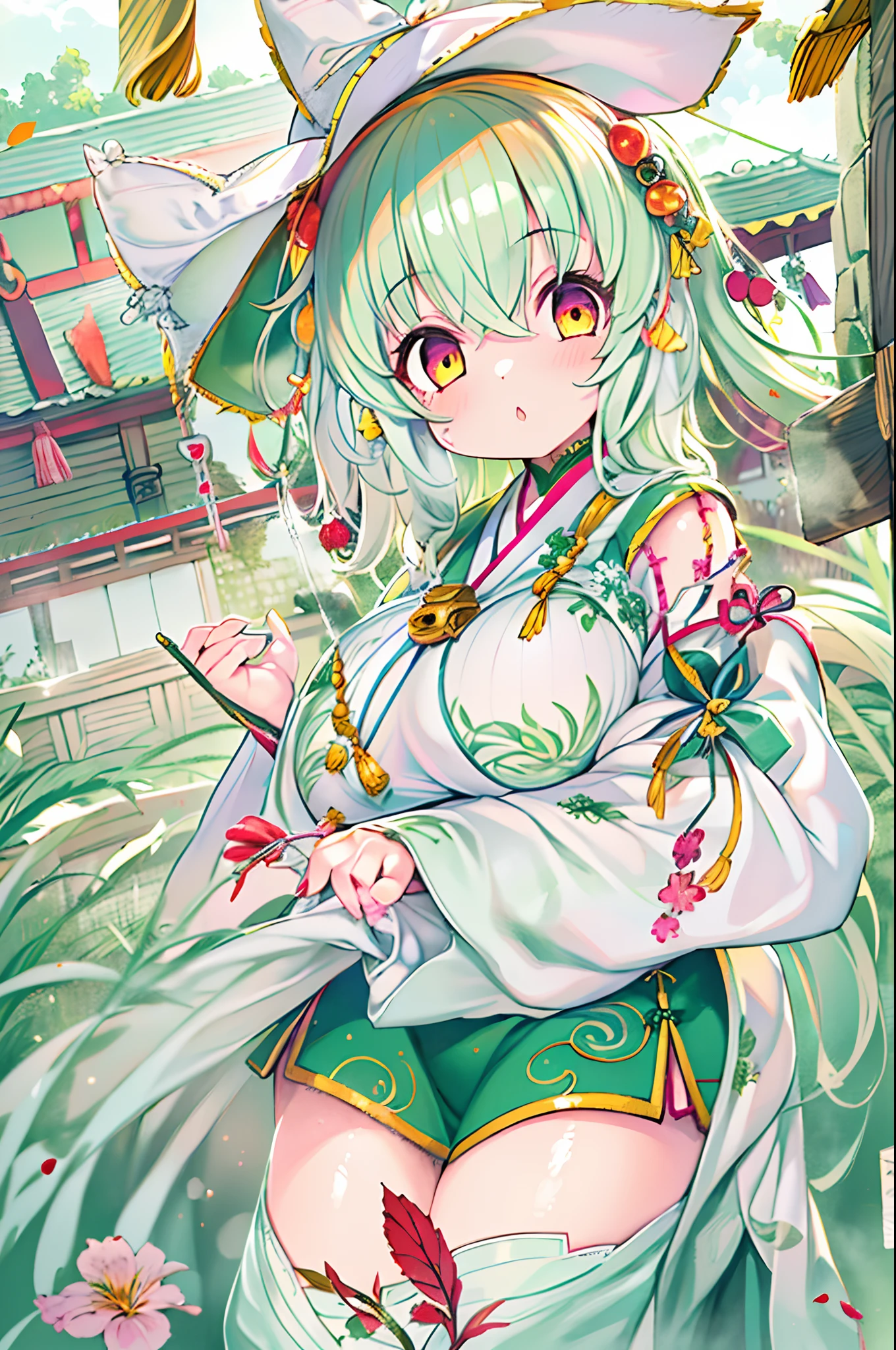 (1girl in:1.3),Solo,__body-parts__,, Official art, Unity 8k壁纸, ultra-detailliert, Beautiful and aesthetic, Beautiful, masutepiece, Best Quality,Fantastic atmosphere, Calming Palette, tranquil mood, Soft shading,, shrine maiden, Charmspell, Amulet familiar, shrine maiden duties,、Washing