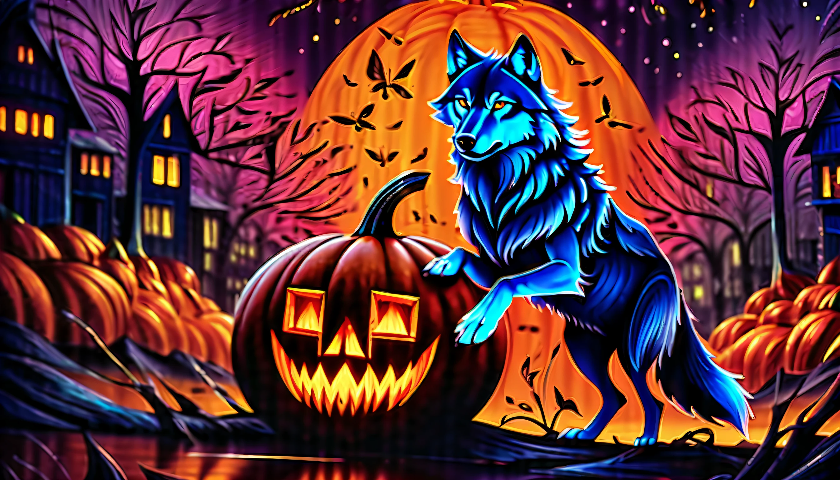 (((wolf pulling of fantasy pumpkin-cargo include all concept illustration:1.6))), (((blood is stirring and my soul is shaking:1.3))), (((wide long shot:1.3))), blue bird wake me up from in the dark, dim acid wish, delicate particle rain, reflection texture pumpkin-cargo, gusty wind, painful atmosphere, look at the distant sky, deep into dying, burning angel dust wings, ((extremely insane detail:1.3)), (((exquisite detail, limitlessly high resolution:1.3))), (captured in the highest quality and unmatched beauty:1.1), holographic rendering, hyper real, illumination lighting, (multilayered intricately detailed:1.3), mystical atmosphere, ball pen line draw, add soft shadow coating, ((gouache paint coloring)), (extremely finely detailed), (epic highly quality:1.2), (((insanely beautiful dark fantasy style:1.5))), (((1-punpkin-cargo with No extra pumpkins:1.5))).