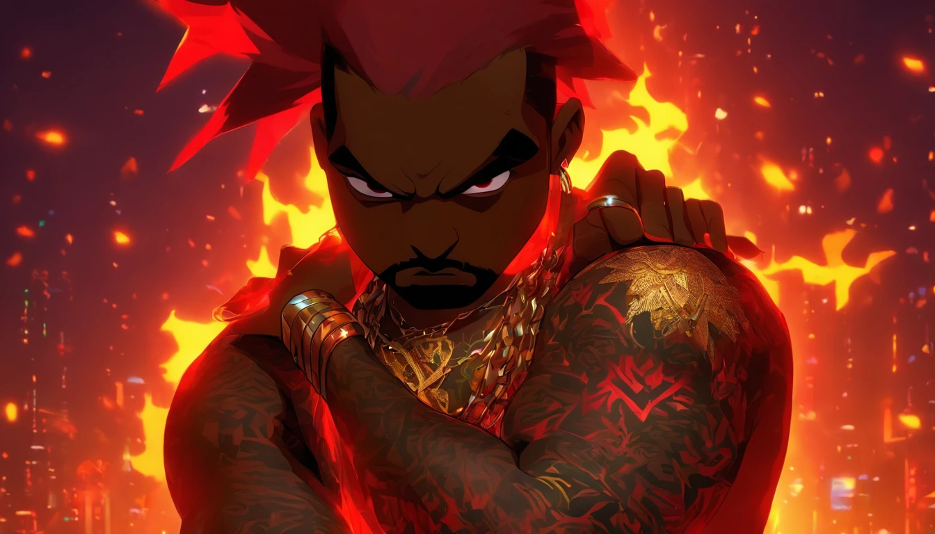 A boy,Abs,orange color hair,The demons