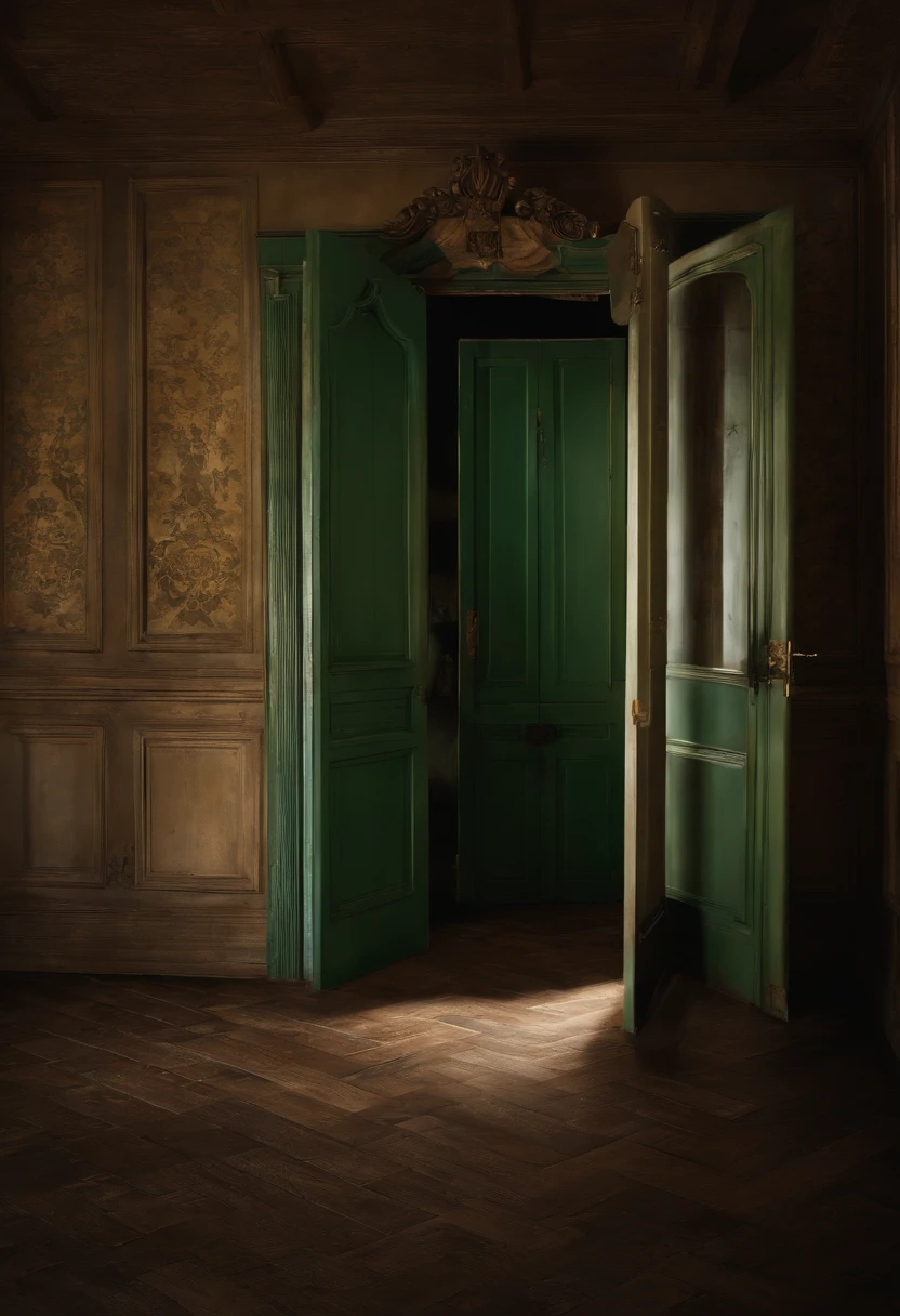represent a hunted apartment. We can see the door of a closed already open, objects flying all over the room, a poltergeist activity