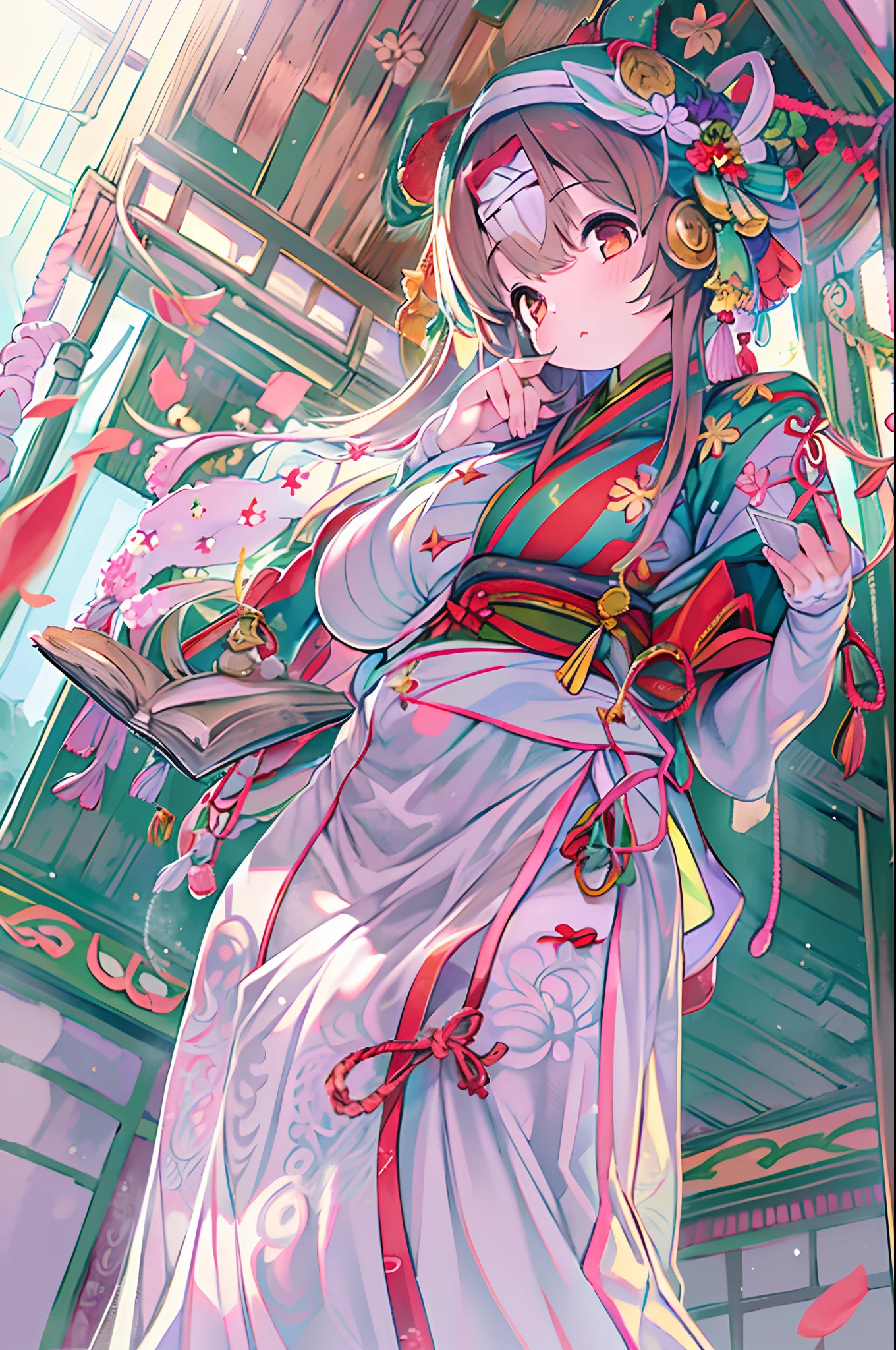 (1girl in:1.3),Solo,__body-parts__,, Official art, Unity 8k壁纸, ultra-detailliert, Beautiful and aesthetic, Beautiful, masutepiece, Best Quality,Fantastic atmosphere, Calming Palette, tranquil mood, Soft shading,, shrine maiden, Charmspell, Familiar amulets, shrine maiden duties,、washing,bbw、huge-breasted、Ultramammy、