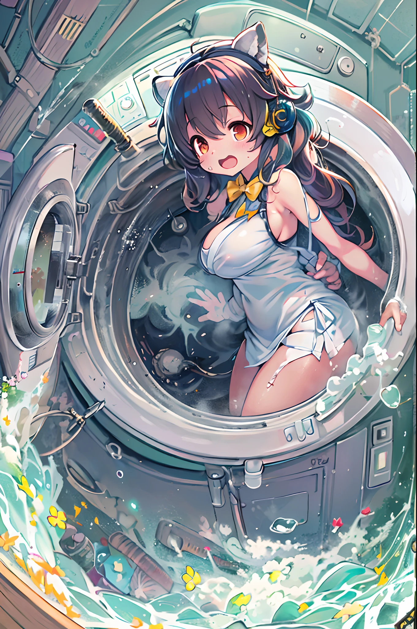 Anime characters in the washing machine, splash art anime loli, guweiz on pixiv artstation, Trending on ArtStation pixiv, guweiz on artstation pixiv, from the azur lane videogame, wlop and sakimichan, kawacy, artgerm and atey ghailan