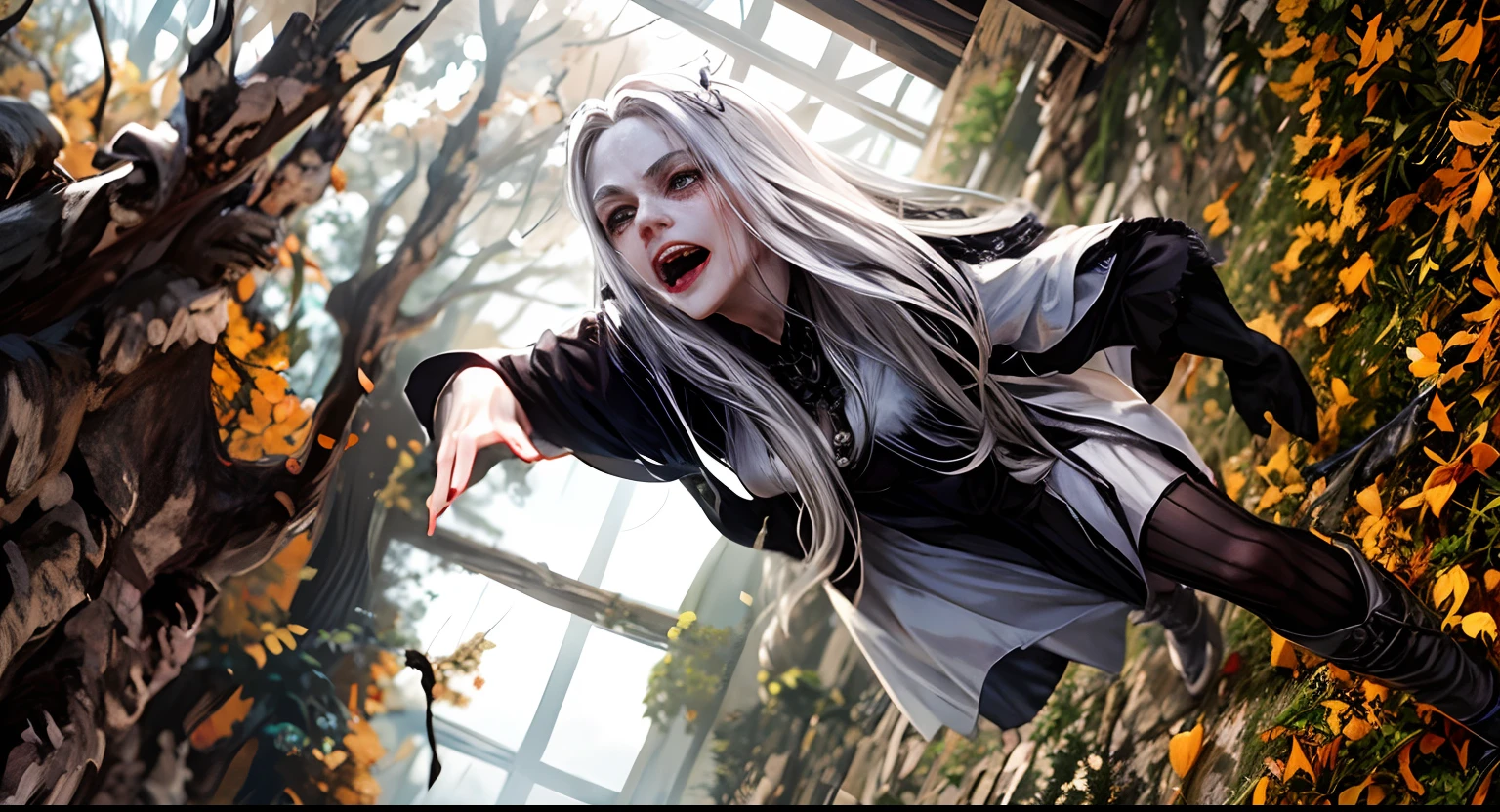 arafed blood dripping from eyes 👀 woman in a white dress posing next to a tree, horrifying  witch with long hair, white skin, blood dripping from eyes, scars, horns, evil 👿 wearing dark victorian goggles, wearing victorian dark goggles, as a medieval fantasy character, dark witch headdress, wearing victorian goggles, evil fire sorceress in the woods, dressed in a medieval lacy, witchy clothing, witch in the woods, wearing gothic accessories there is a woman with long gray hair and a red shirt, very long silver hair, white hair floating in air, a silver haired mad, long grey hair, middle-aged witch, long silver hair, scary angry pose, dramatic smiling pose, circle of the crone, flowing silver hair, transforming into werewolf, silver long hair, evil pose, silver hair so long