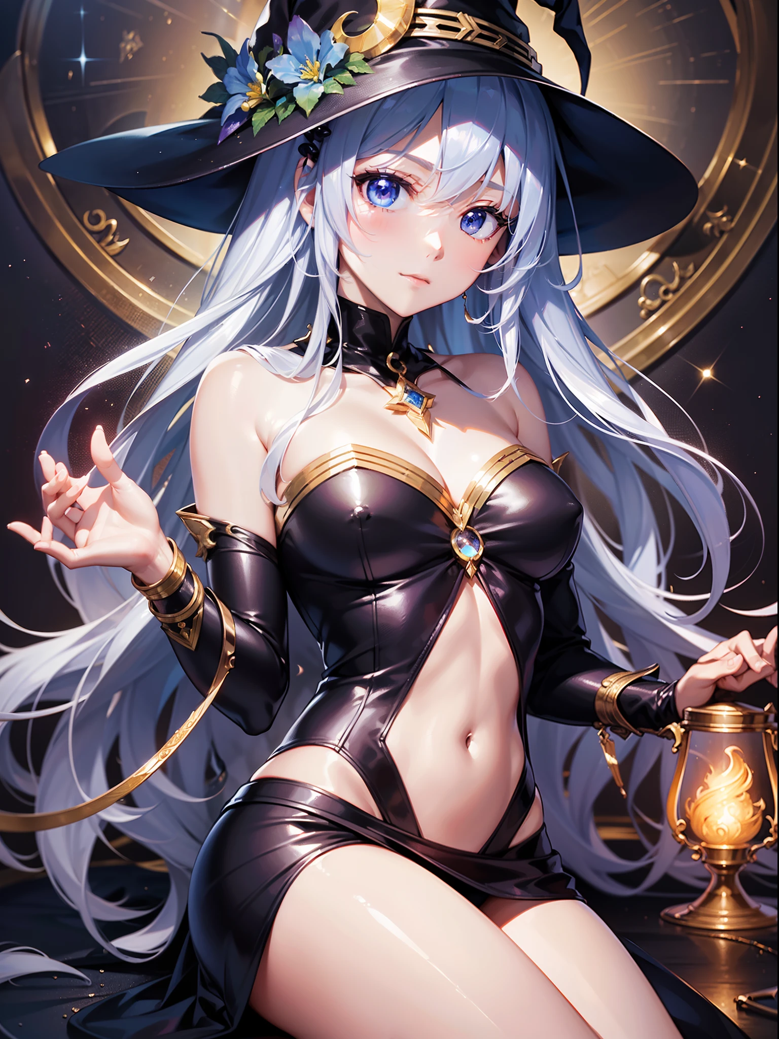 ((Finest quality)),(超A high resolution),(ultra-detailliert),((Best Anime)),sharpnes,Vivid:1.1,The art of astounding depiction,Torrent of Light:1.2,crescent:0.9, (One Witch), Will O'Wisp:1.6