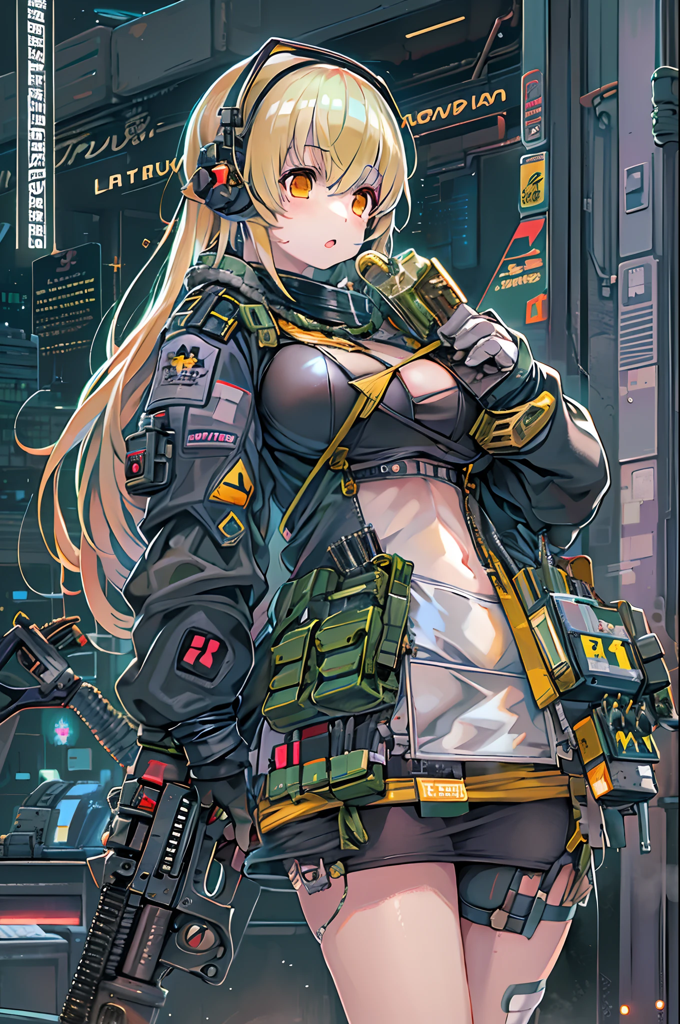 Anime girl with gun and futuristic costume, M4 Sopmod II Girls Frontline, anime machine gun fire, Mechanized soldier girl, railgun, best anime 4k konachan wallpaper, Fine details. girls' frontline, digital cyberpunk - anime art, girls frontline style, from girls frontline, Cyberpunk Anime Girl, cyberpunk anime art, nightcore, anime cyberpunk art