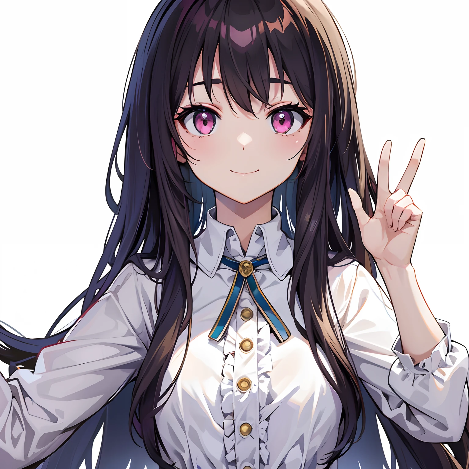 Kawaii Girl、Pink eyes、A slight smil