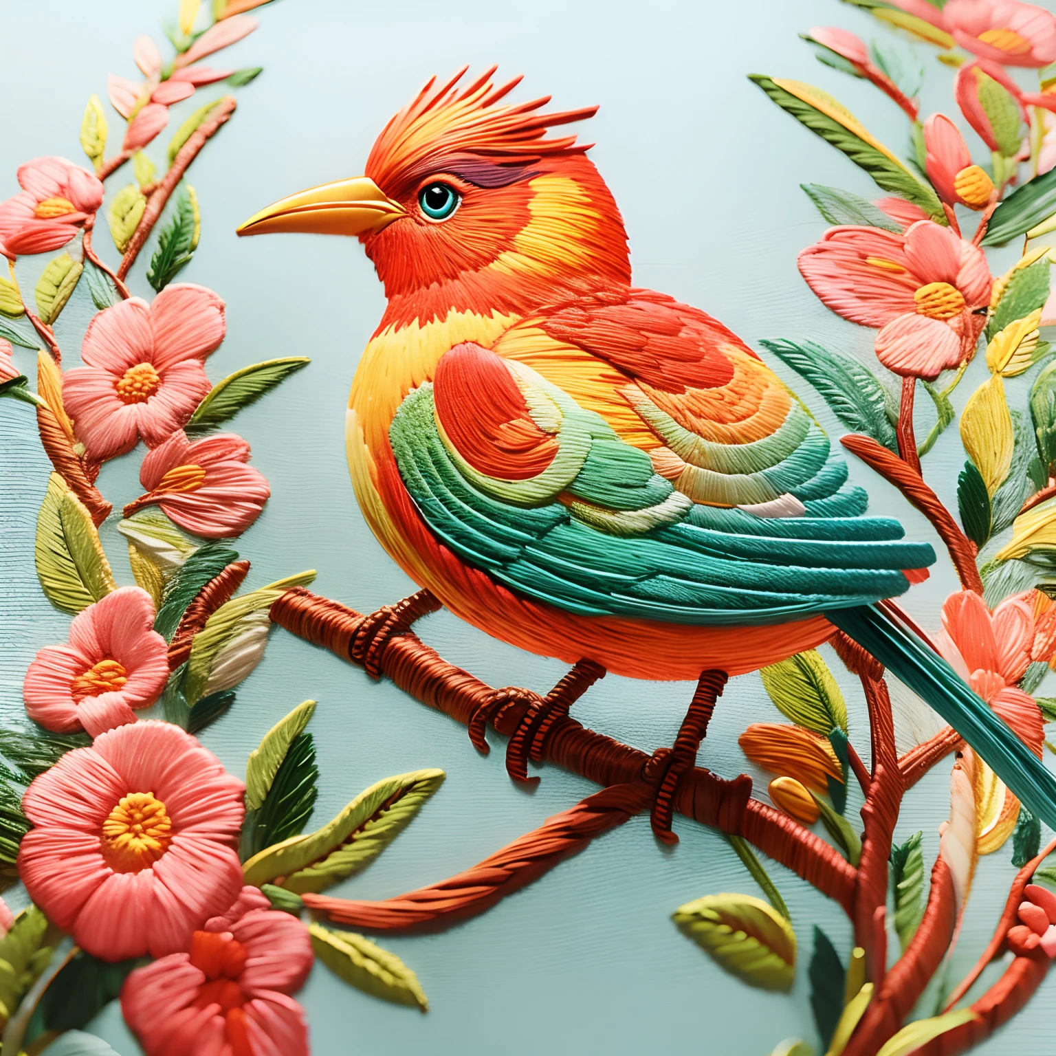 Embroidery bird